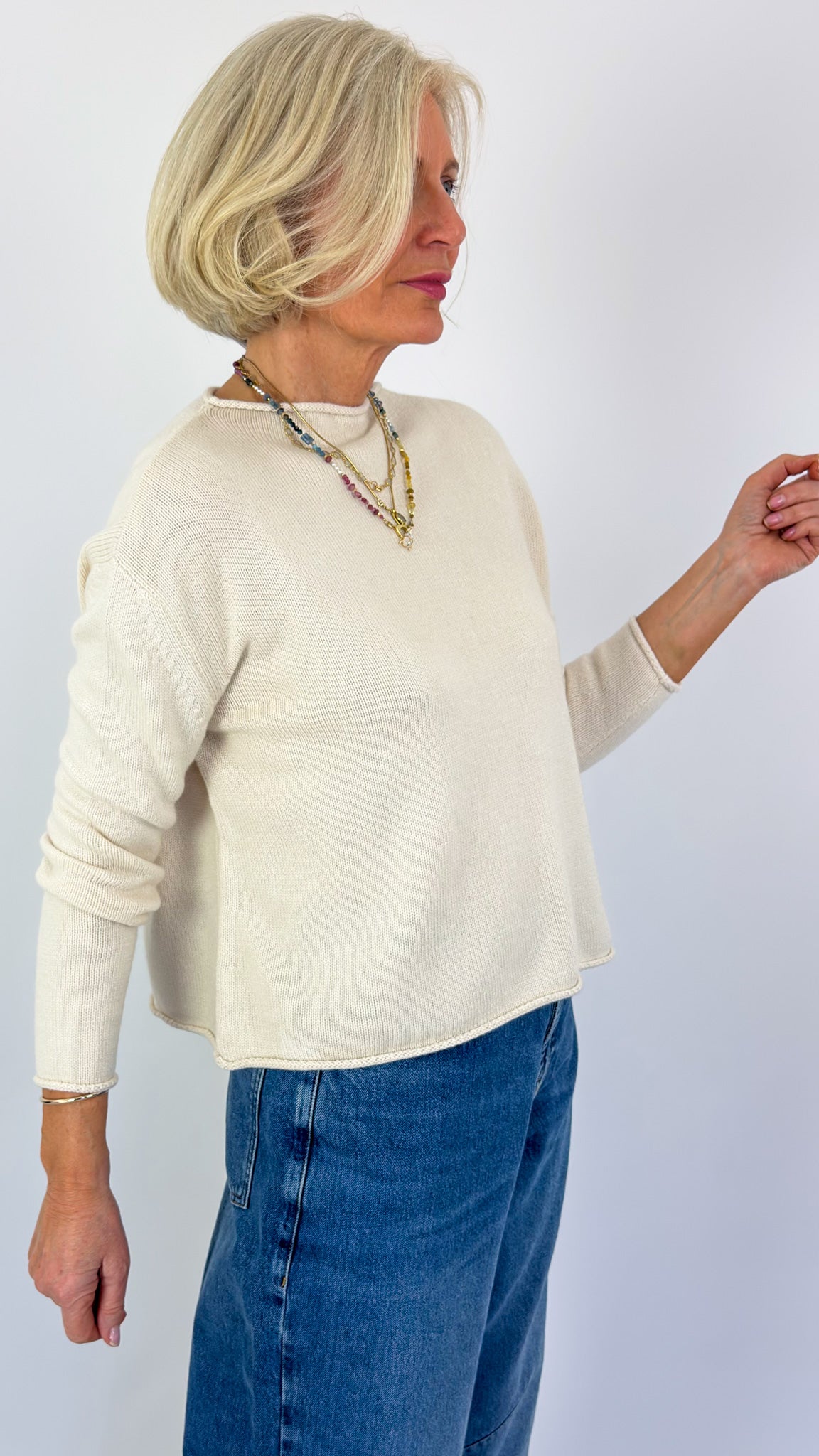 Cordelia James Pea Mix Jumper Ivory