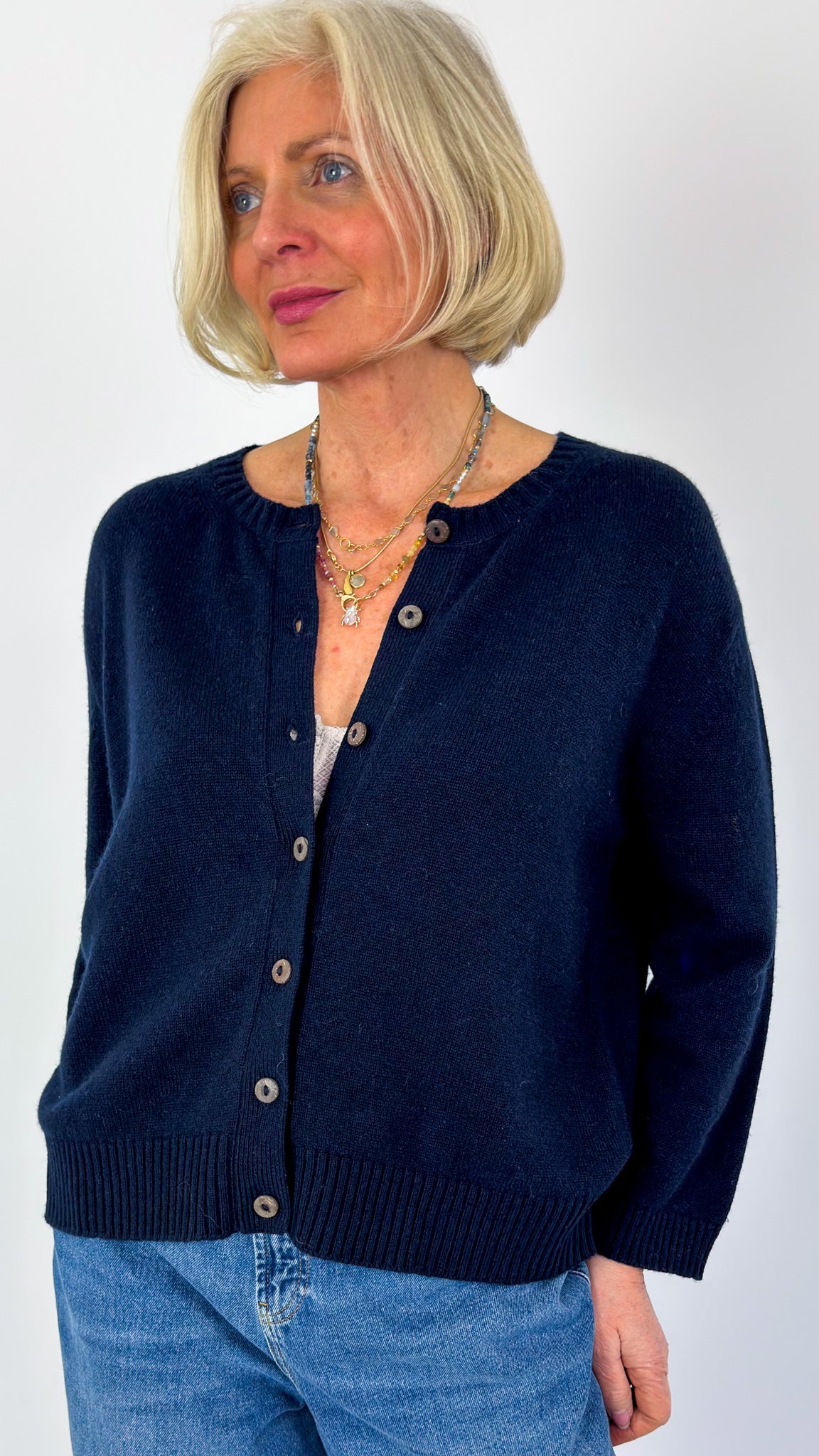 Cordelia James Rosa Cardigan Navy