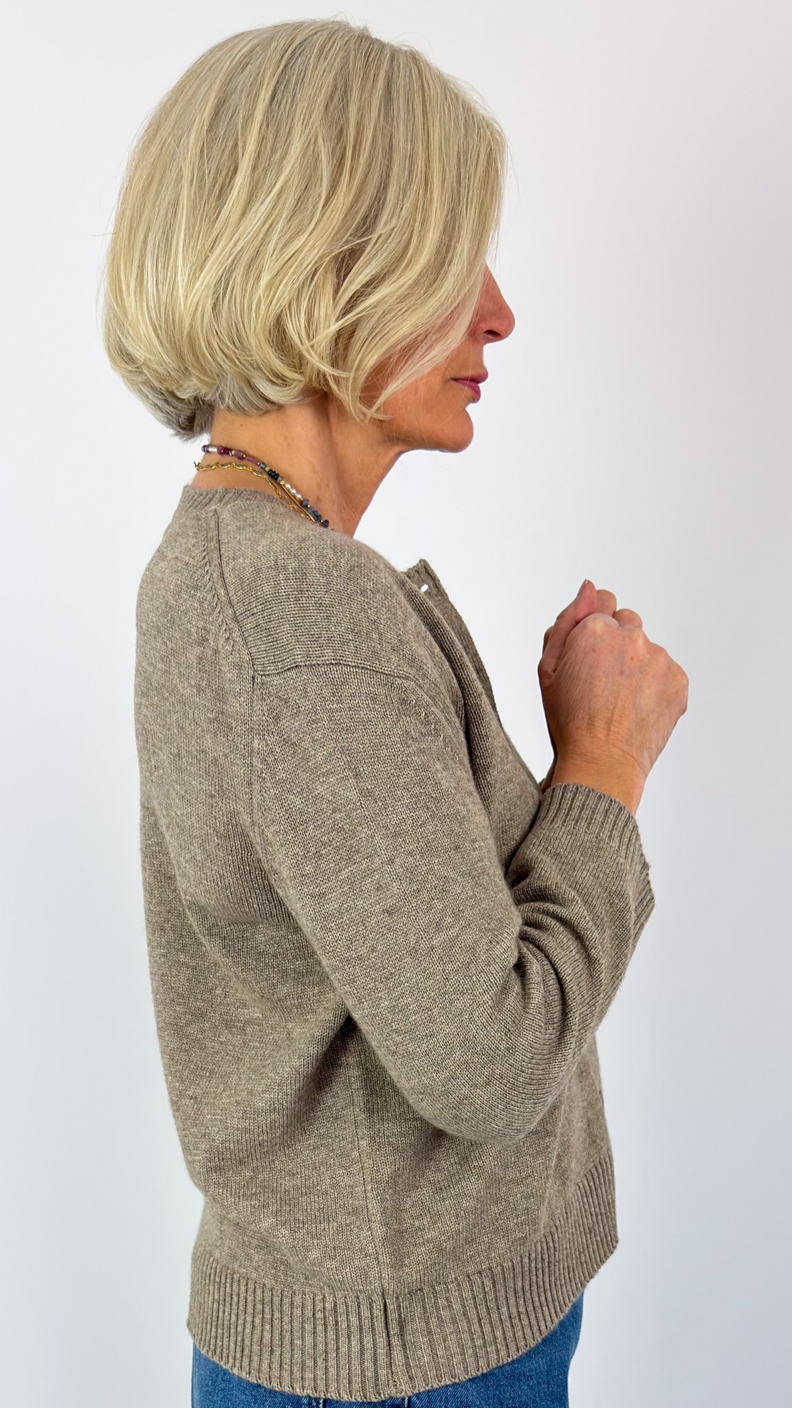 Cordelia James Rosa Cardigan Stone