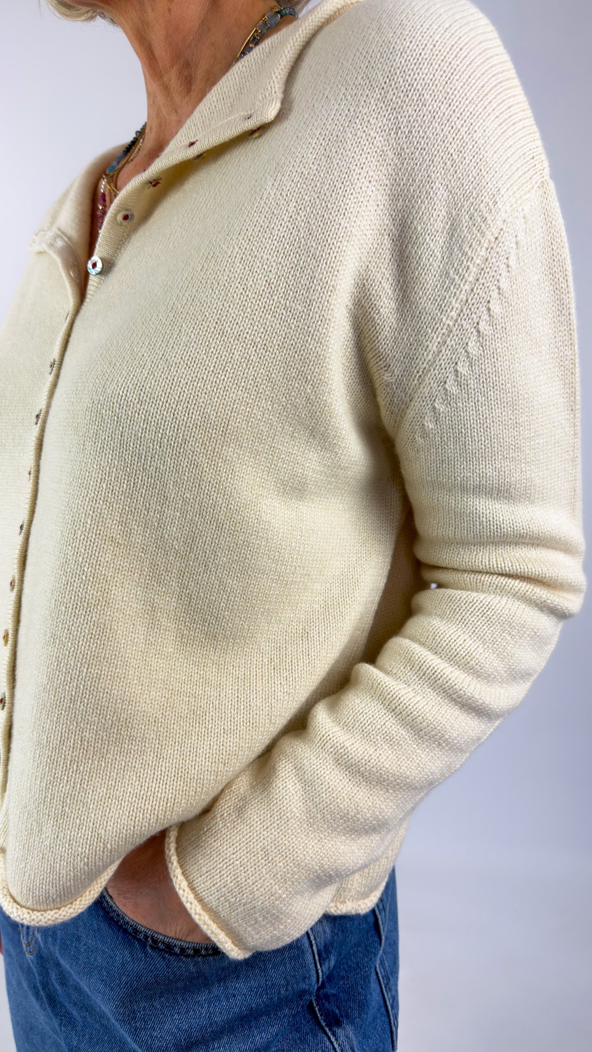 Cordelia James Gracie Mix Cardigan Buttermilk/Rust