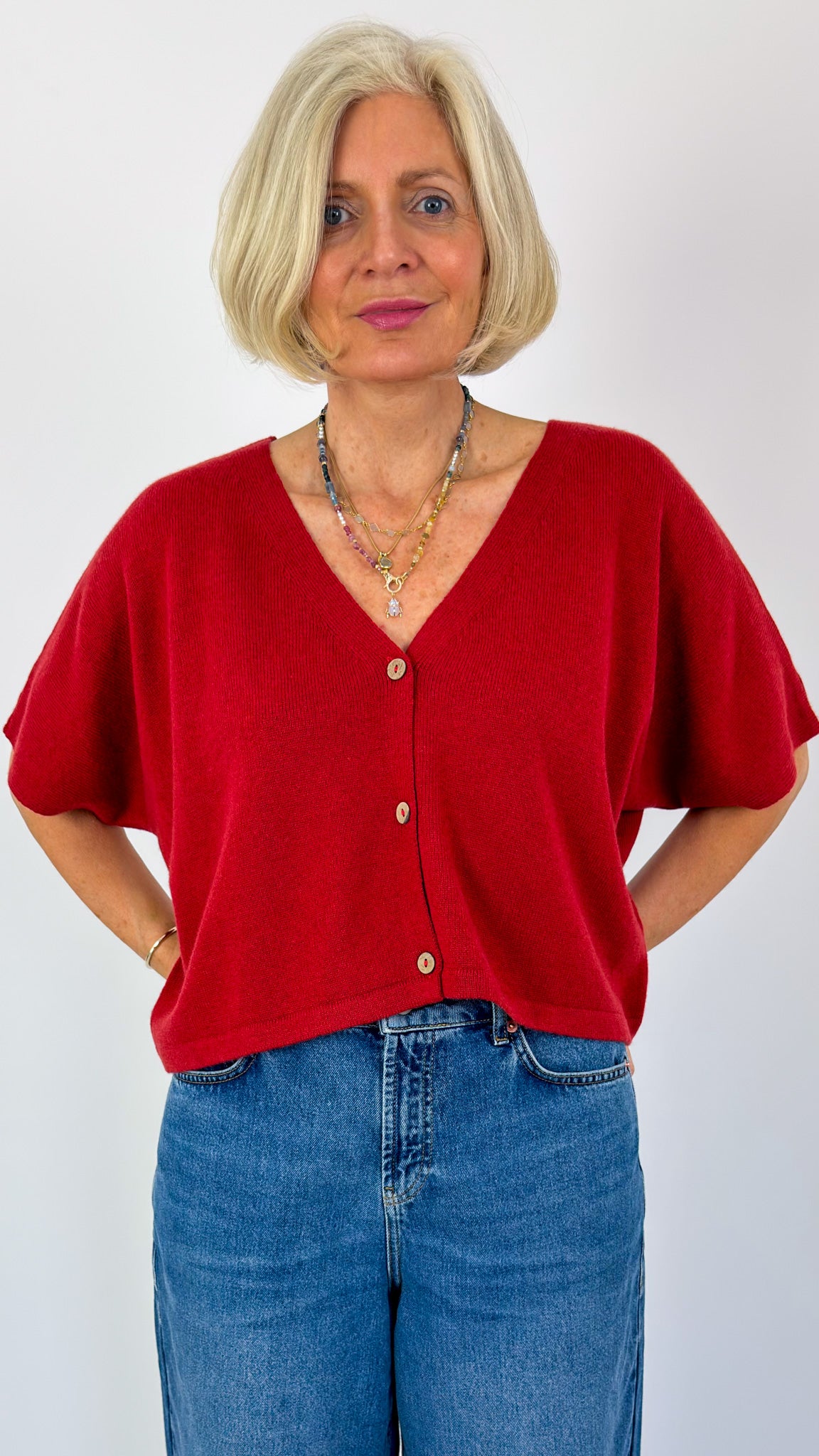 Cordelia James Nano Mix Cardigan Rust