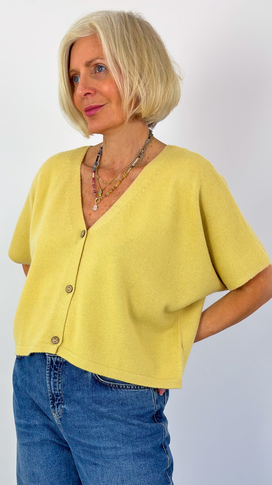 Cordelia James Nano Mix Cardigan Turmeric