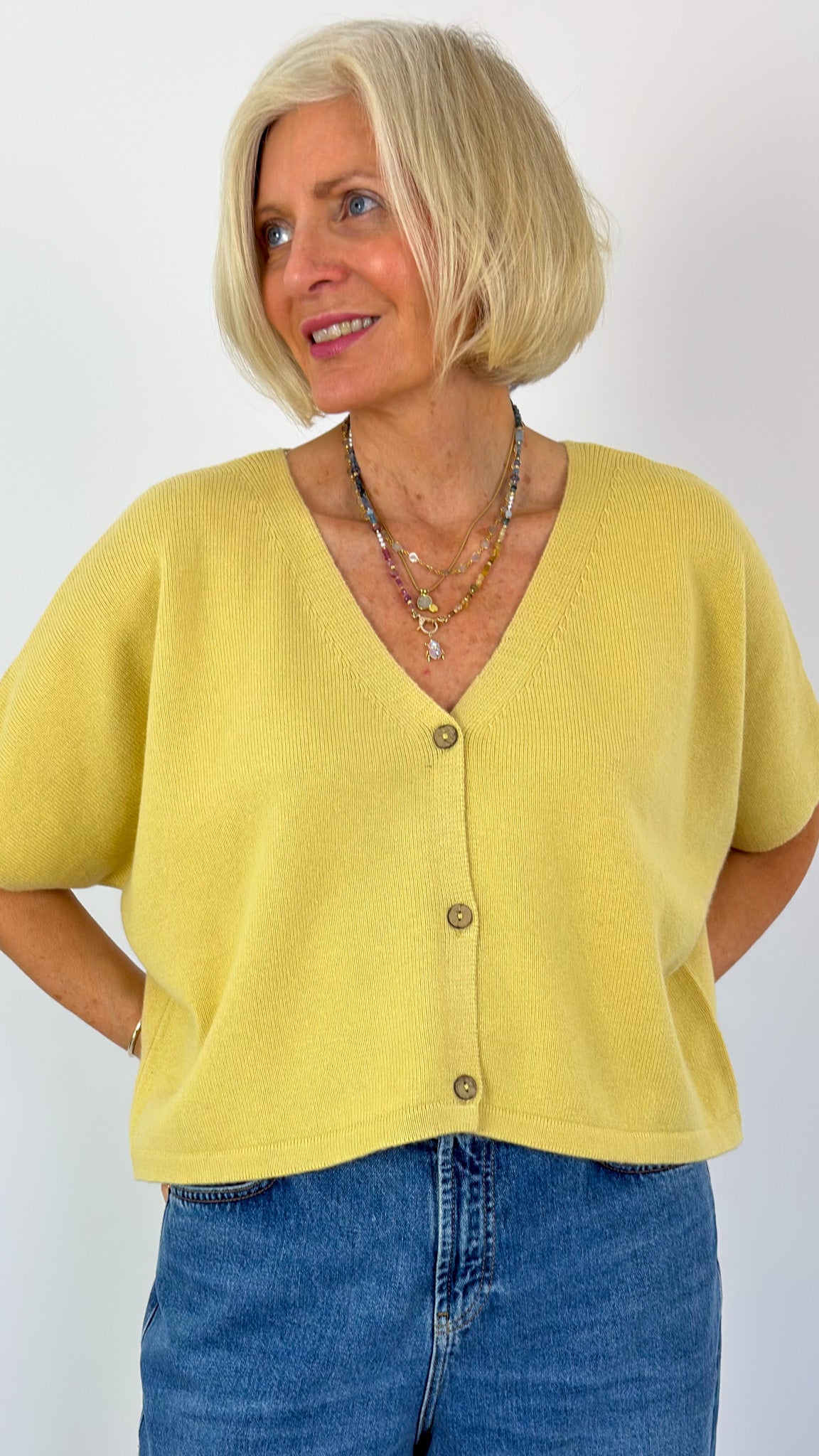Cordelia James Nano Mix Cardigan Turmeric