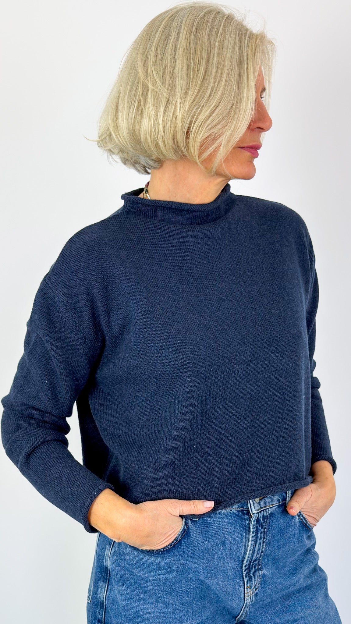 Cordelia James Pea Cotton Jumper Navy