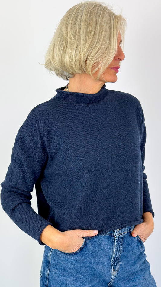 Cordelia James Pea Cotton Jumper Navy