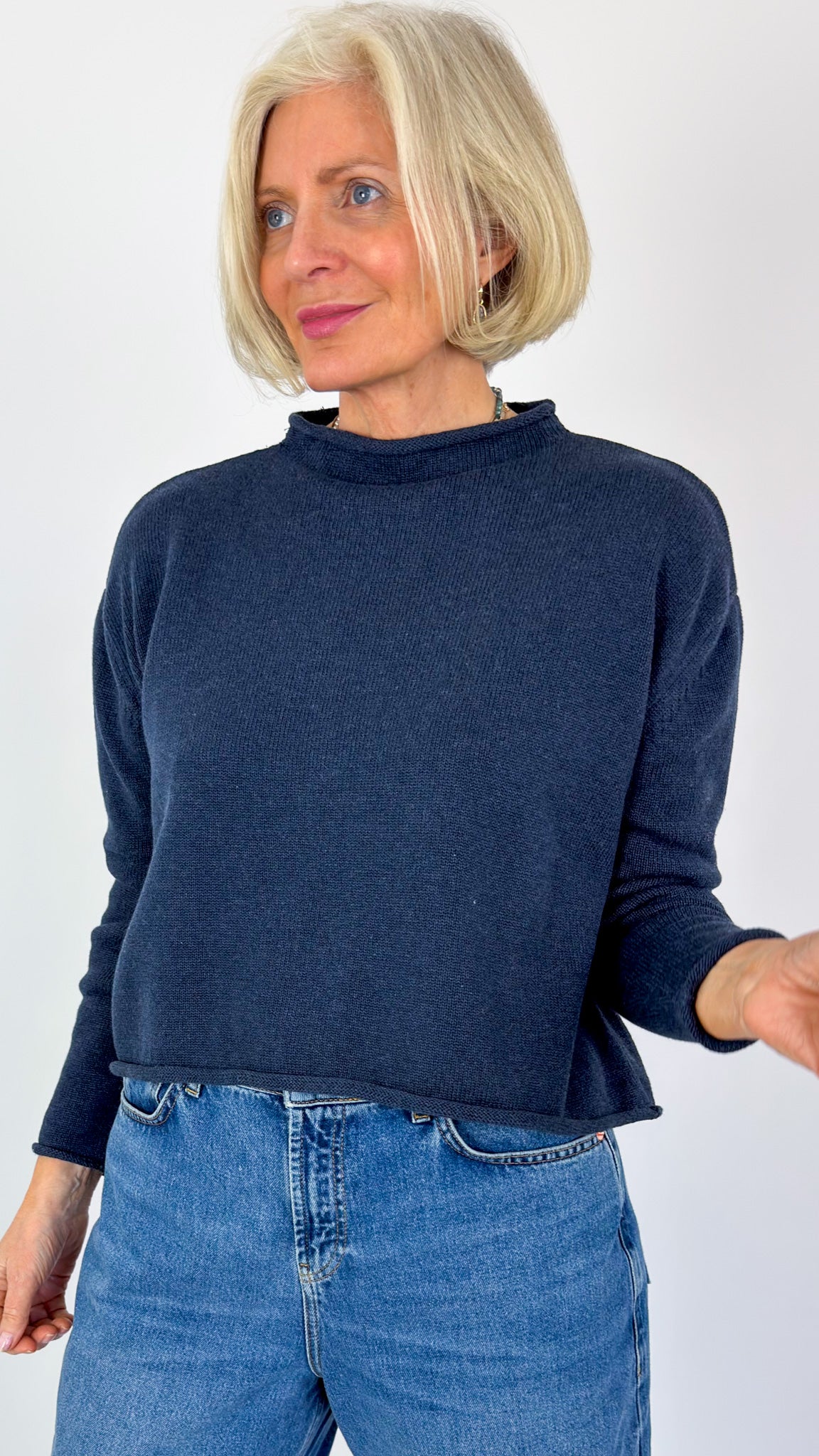 Cordelia James Pea Cotton Jumper Navy