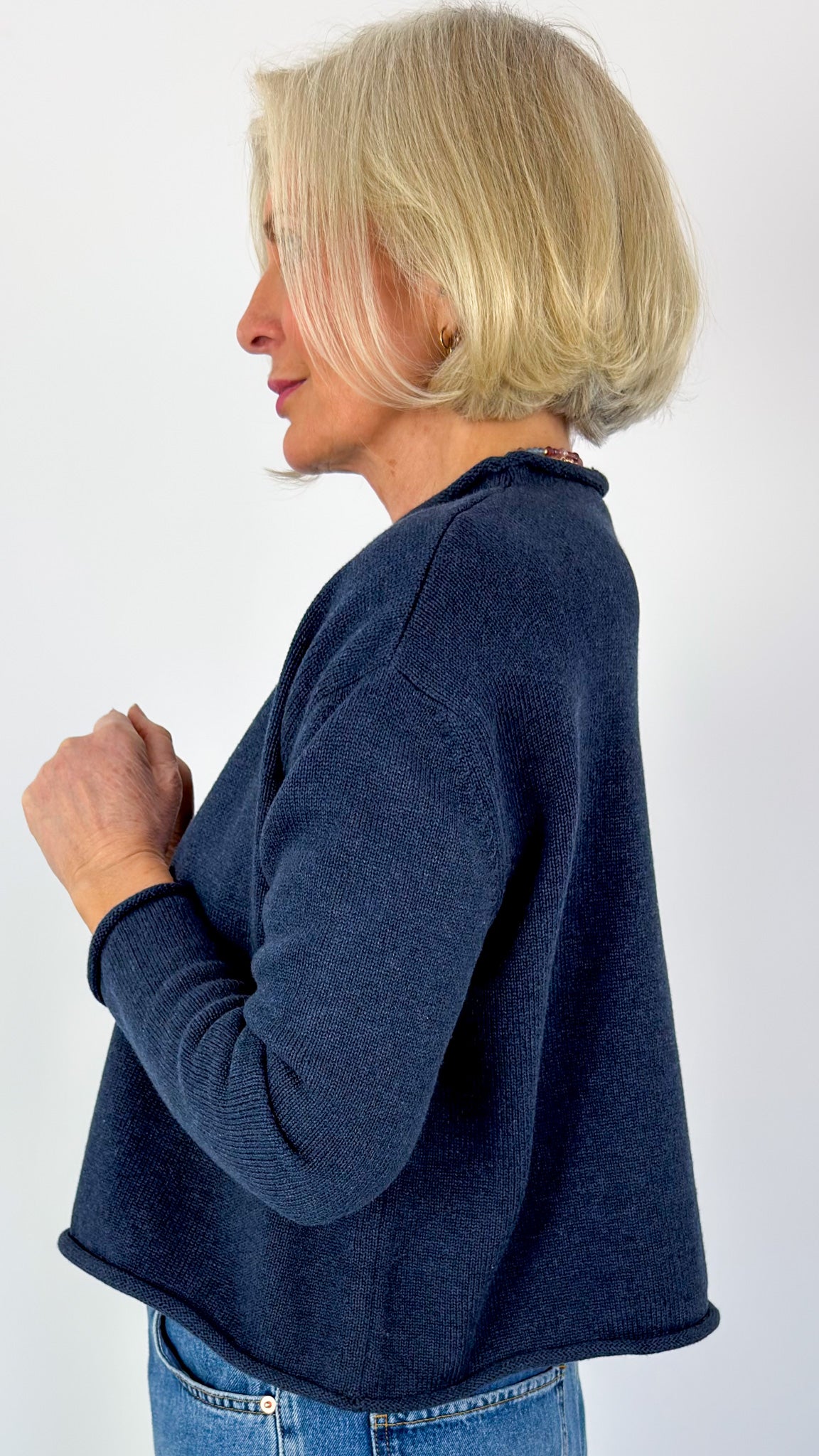 Cordelia James Pea Cotton Jumper Navy