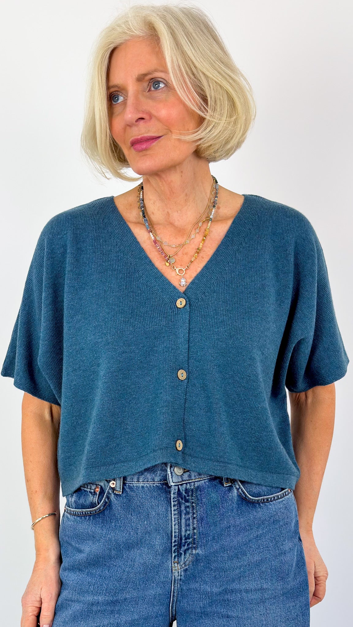 Cordelia James Nano Mix Cardi Teal