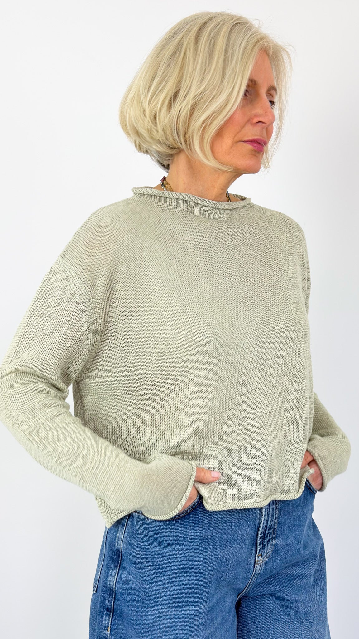 Cordelia James Pea Linen Jumper Pebble