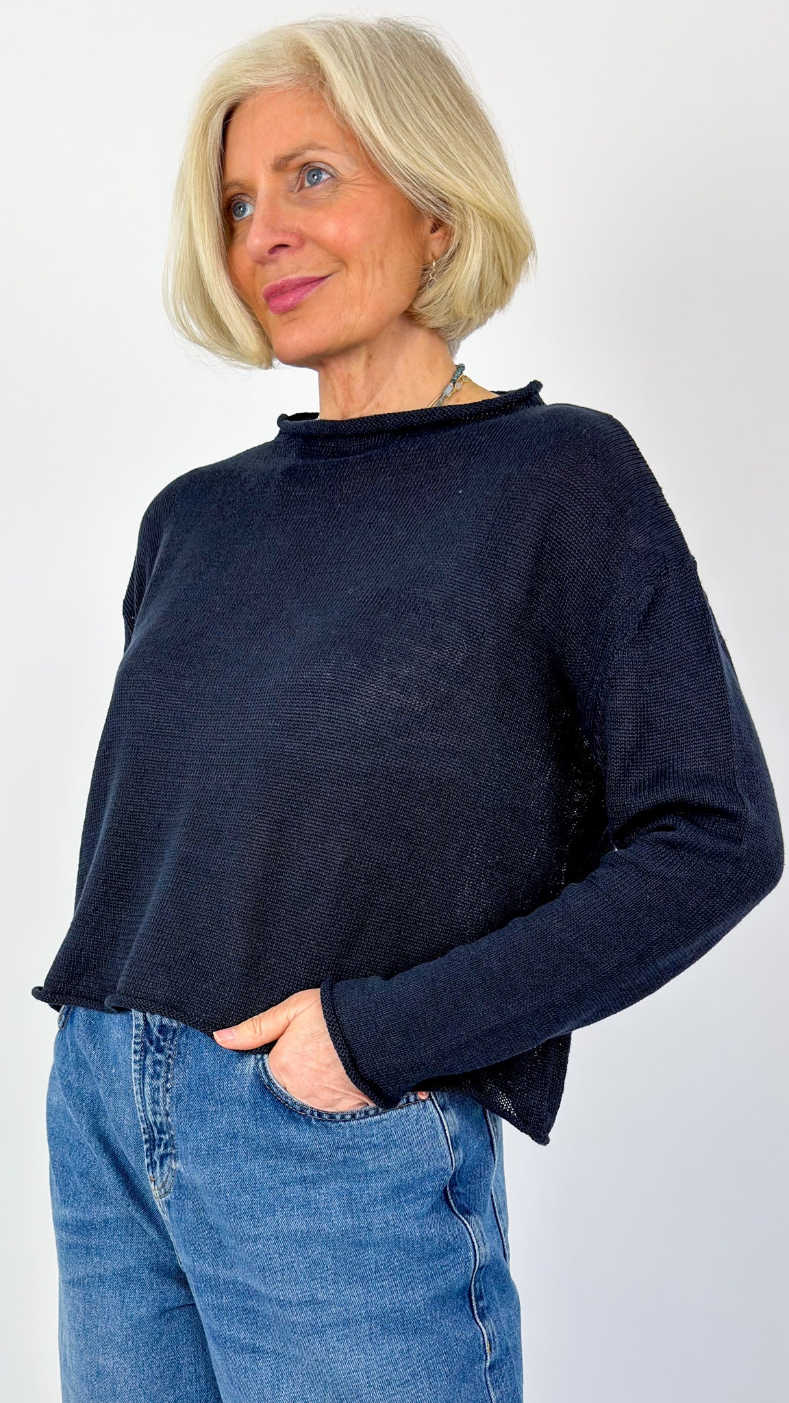 Cordelia James Pea Linen Jumper Navy
