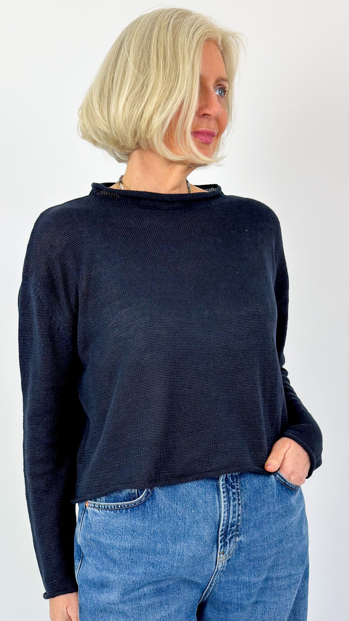 Cordelia James Pea Linen Jumper Navy