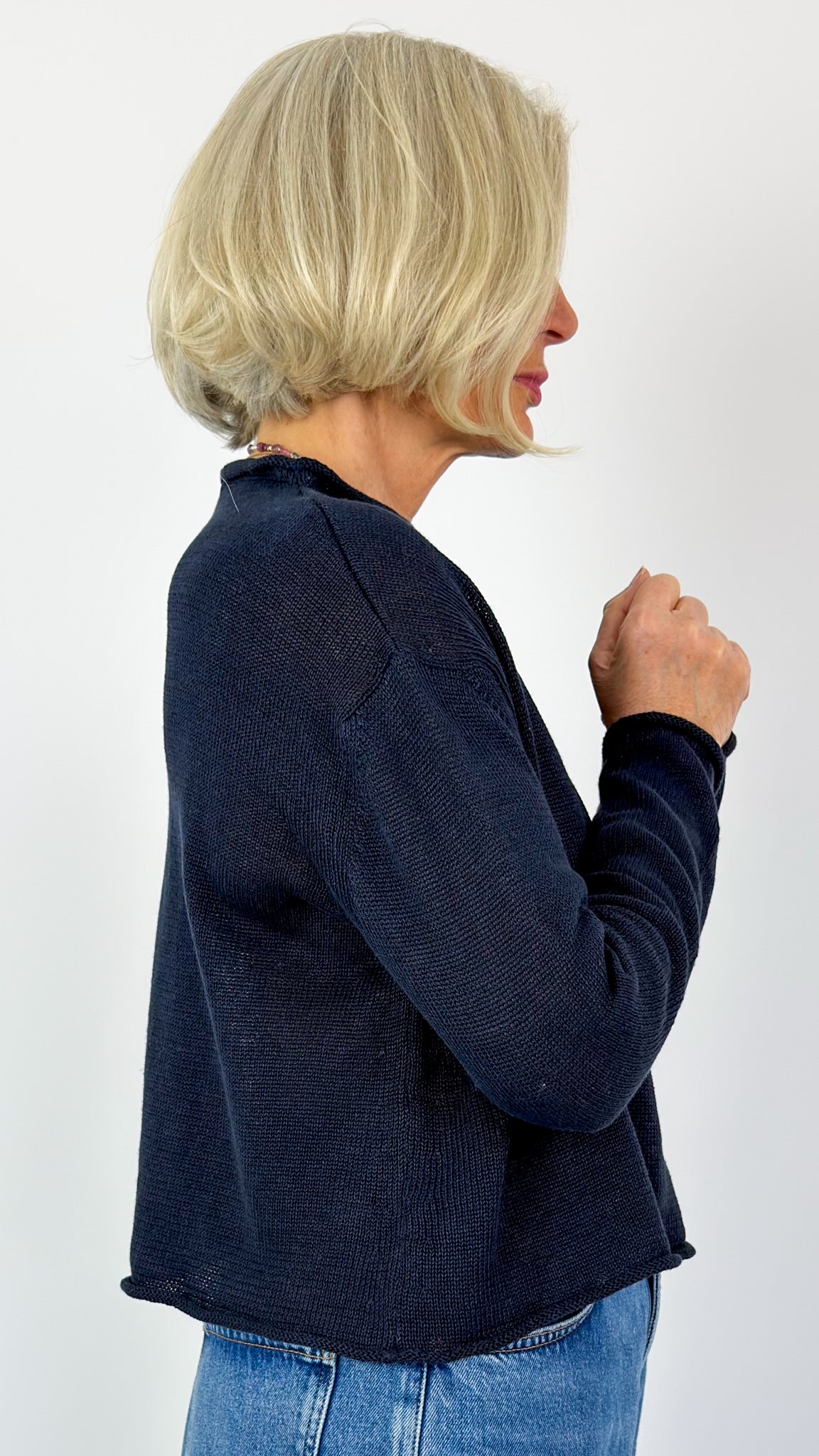 Cordelia James Pea Linen Jumper Navy