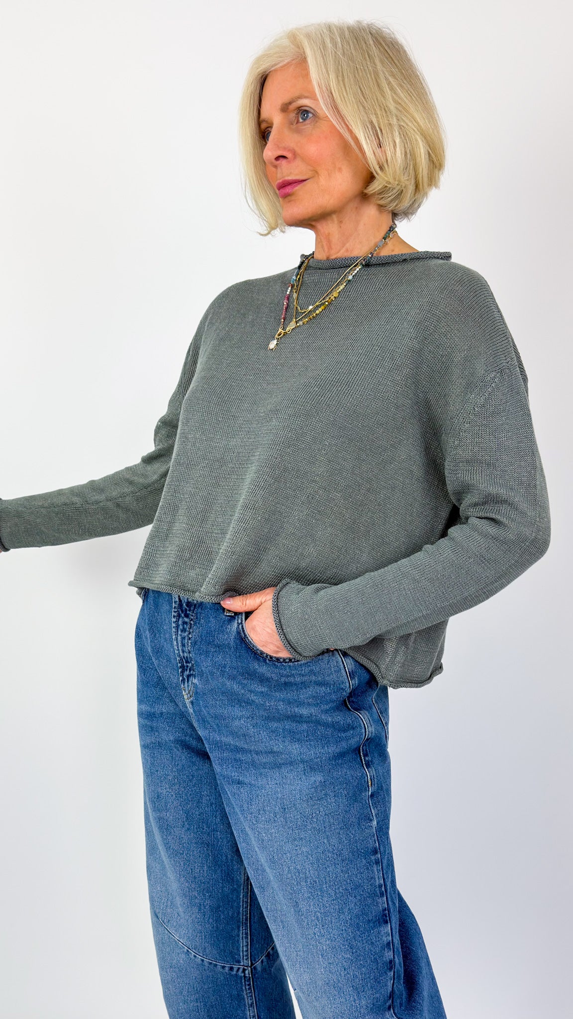 Cordelia James Pea Linen Jumper Smoke