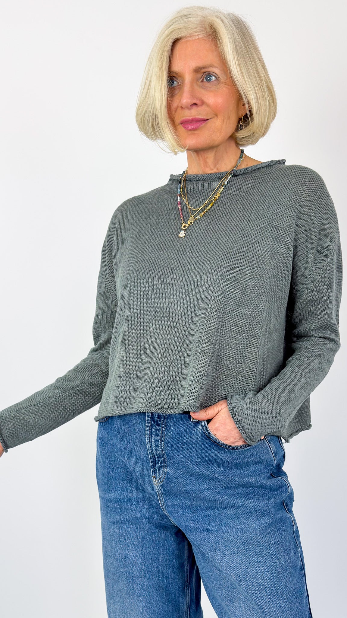 Cordelia James Pea Linen Jumper Smoke