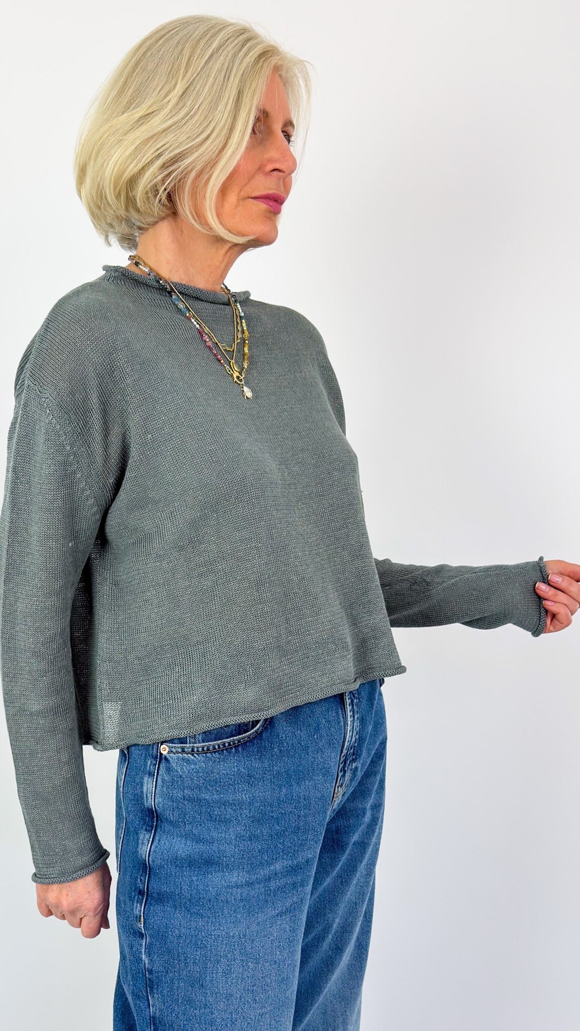 Cordelia James Pea Linen Jumper Smoke