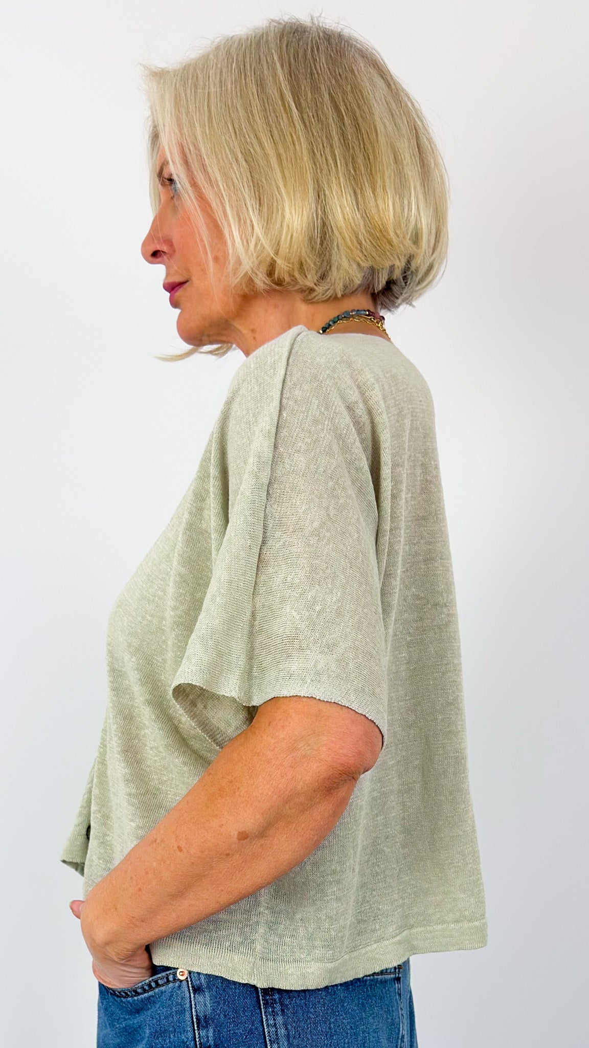 Cordelia James Nano Linen Cardigan Pebble