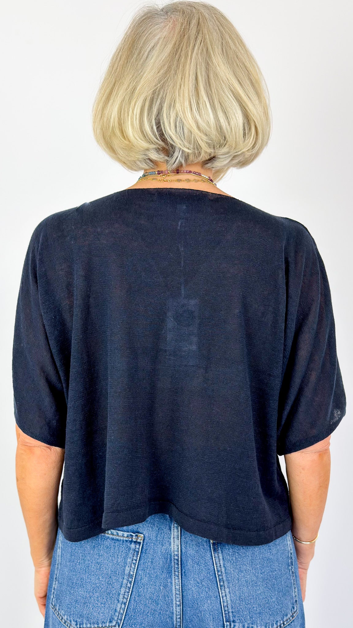 Cordelia James Nano Linen Cardigan Navy