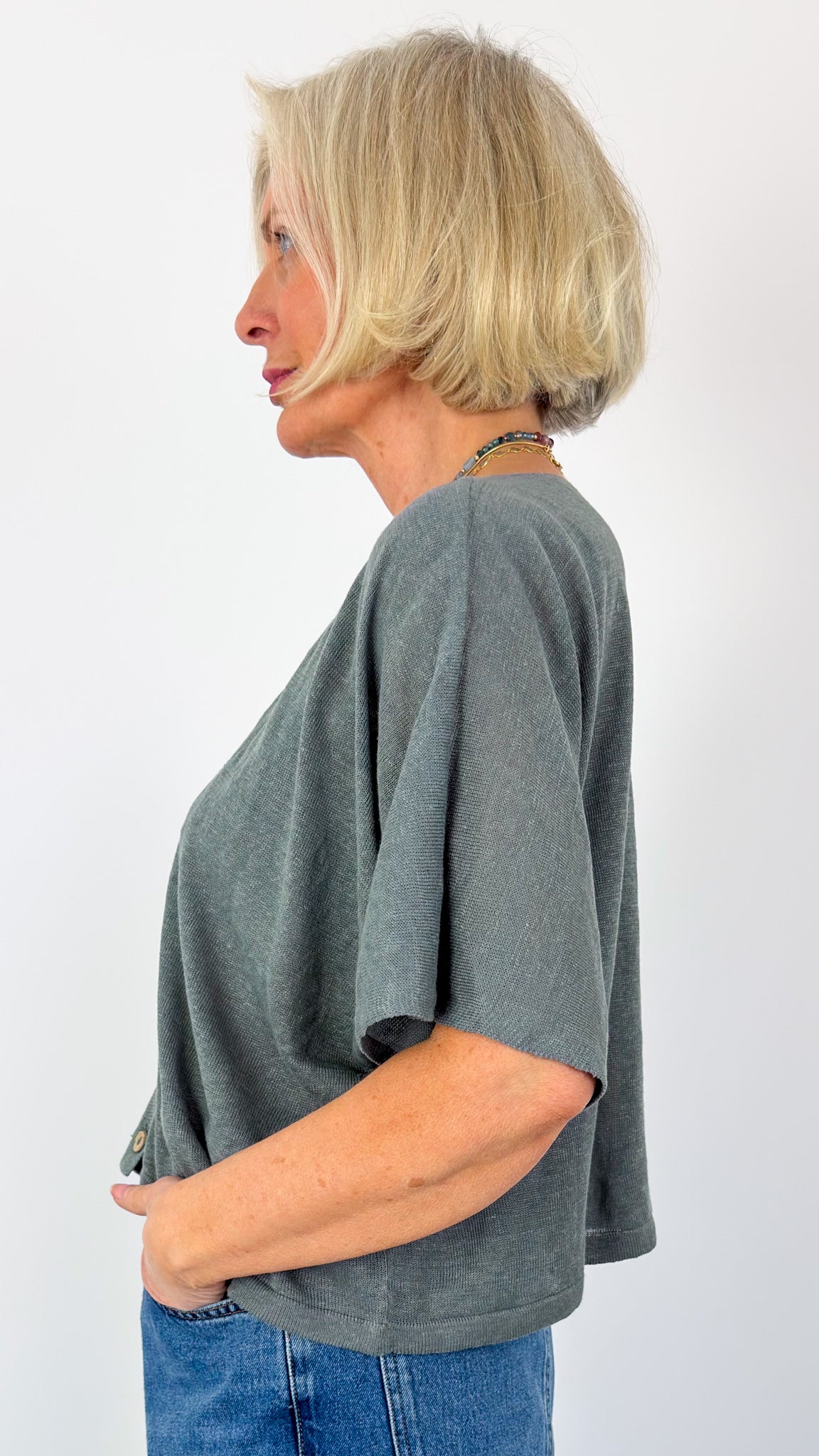 Cordelia James Nano Linen Cardigan Smoke