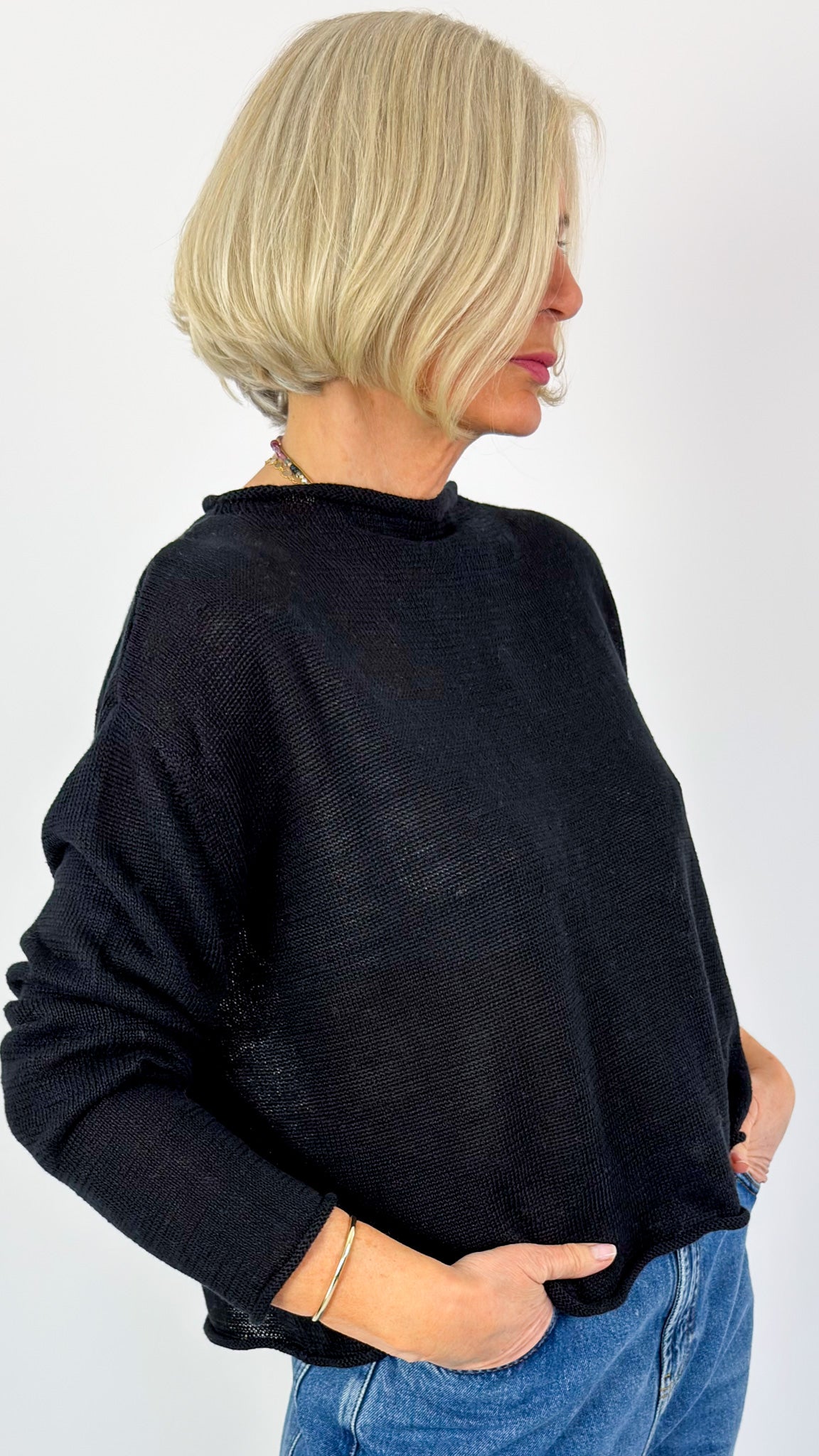 Cordelia James Pea Linen Jumper Black