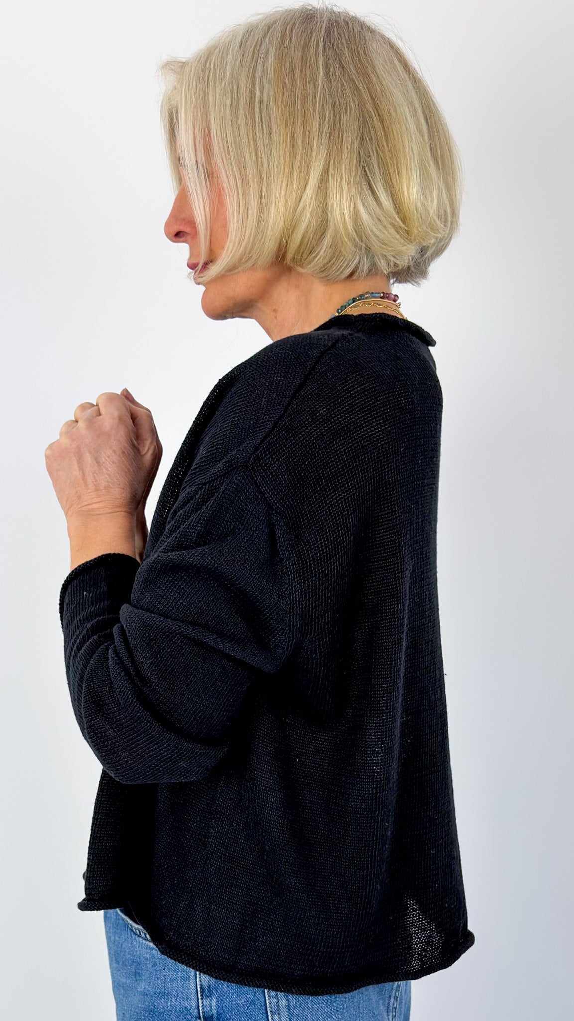 Cordelia James Pea Linen Jumper Black