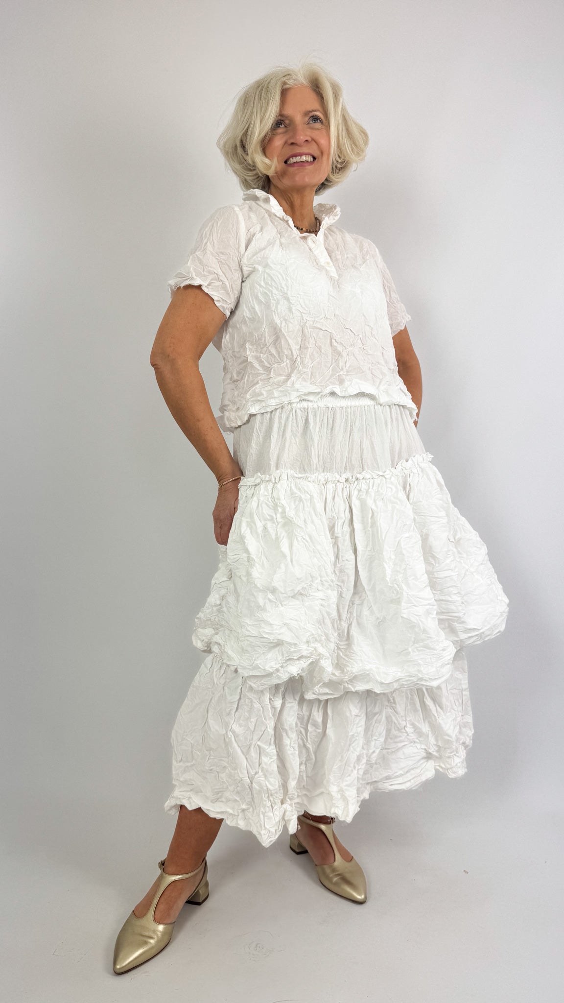 Privatsachen Applikleid Blouse Schnee