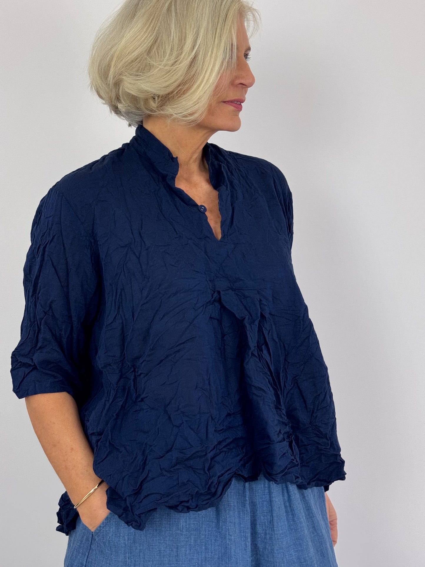 Pas De Calais 6805 Chambray Blouse Navy