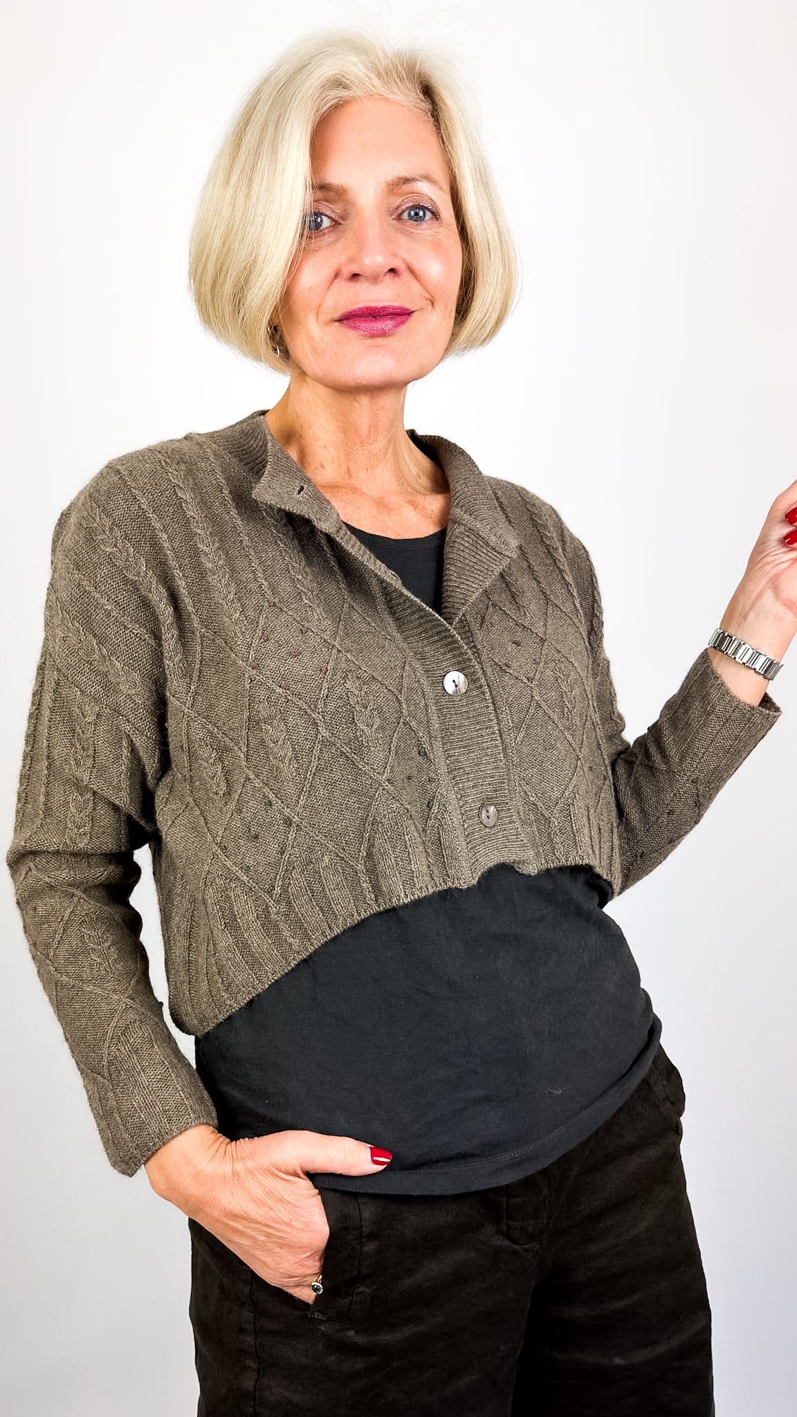 Weaves &Blends Nora Twist Cardi Shatoosh