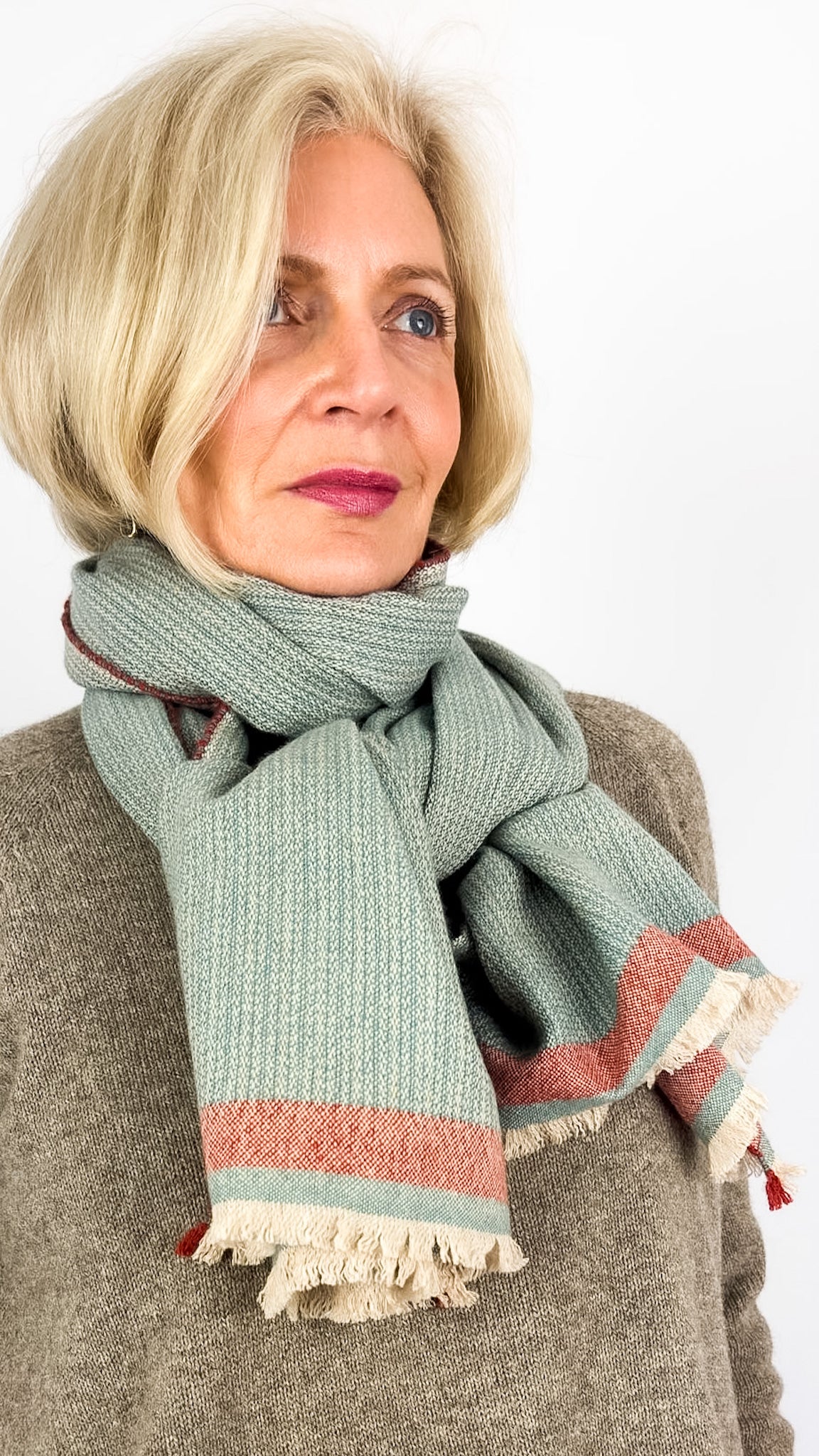 Weaves & Bends Kathmandu Scarf Celeste Taupe