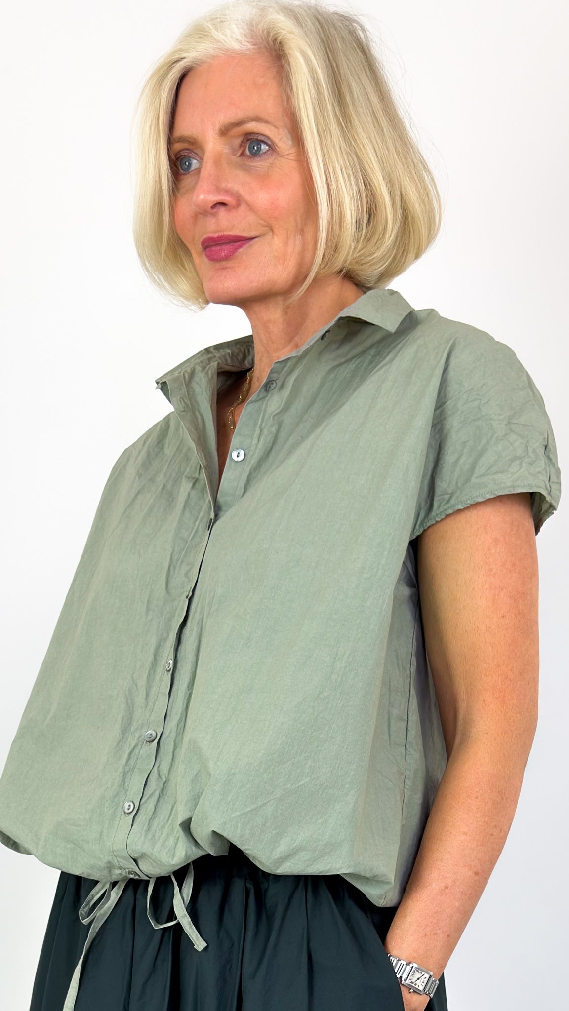 Album Di Famiglia 12_143 TC Drawstring Shirt Sage