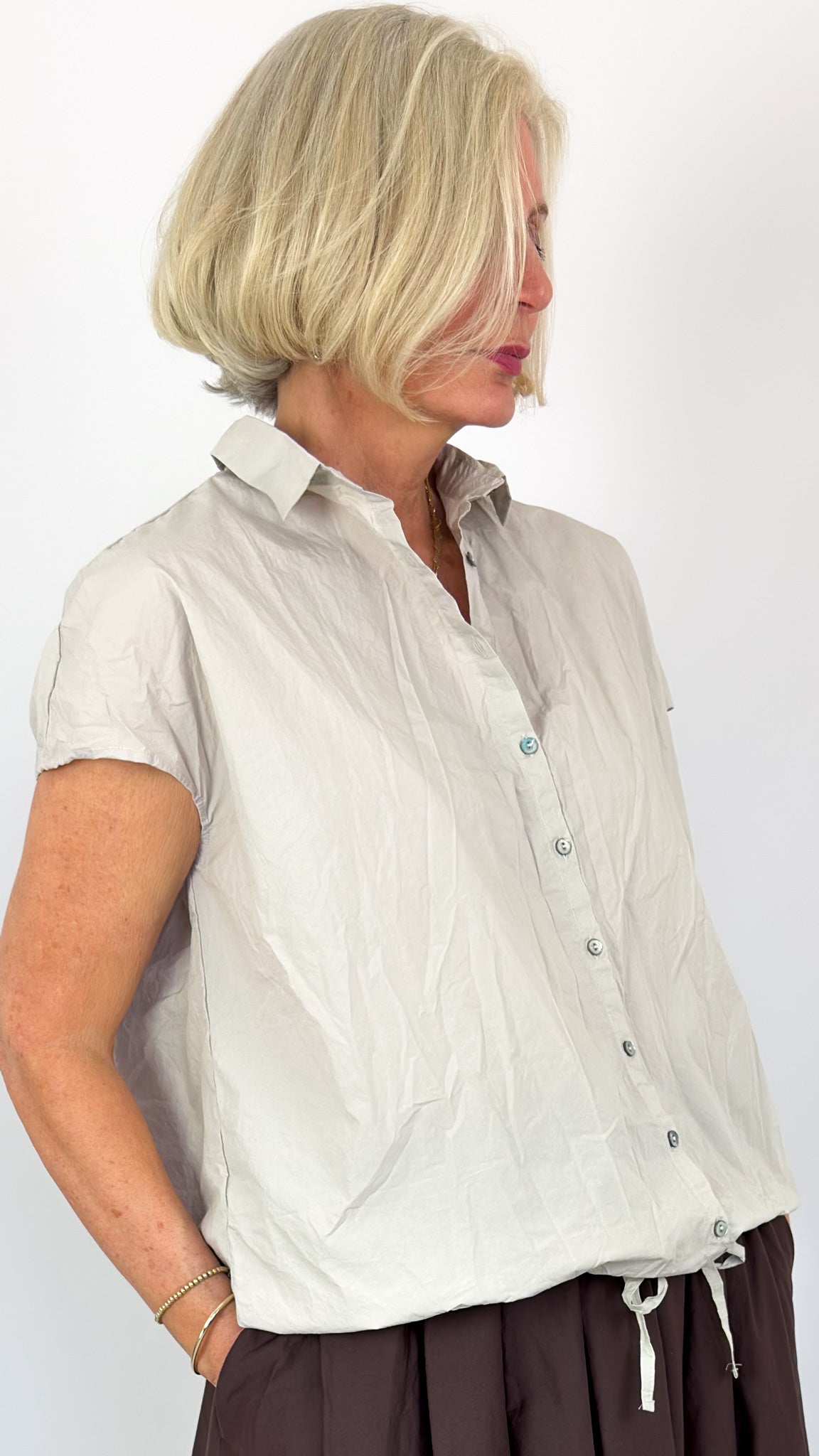 Album Di Famiglia 12_143 TC Drawstring Shirt Pebble