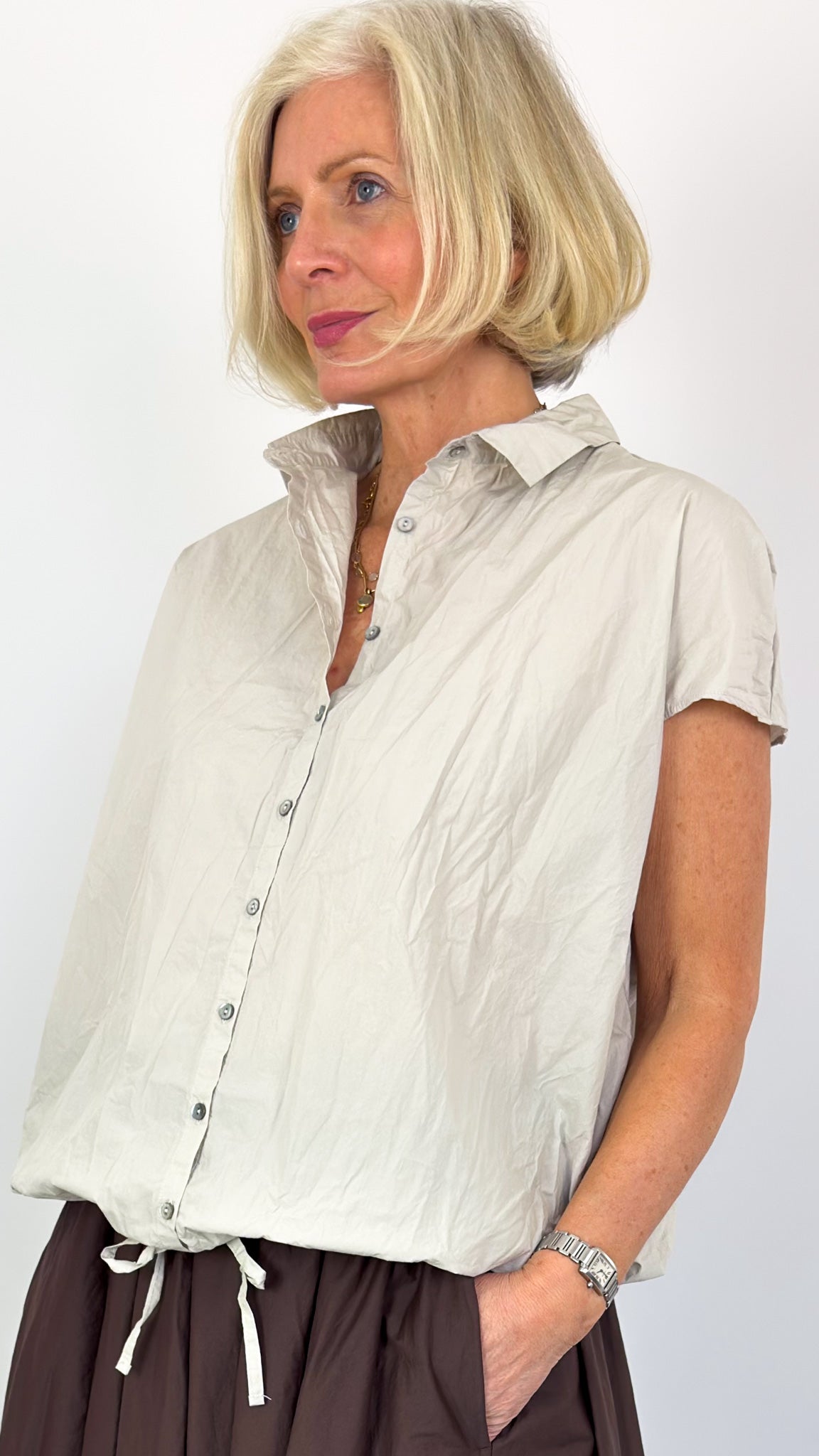 Album Di Famiglia 12_143 TC Drawstring Shirt Pebble