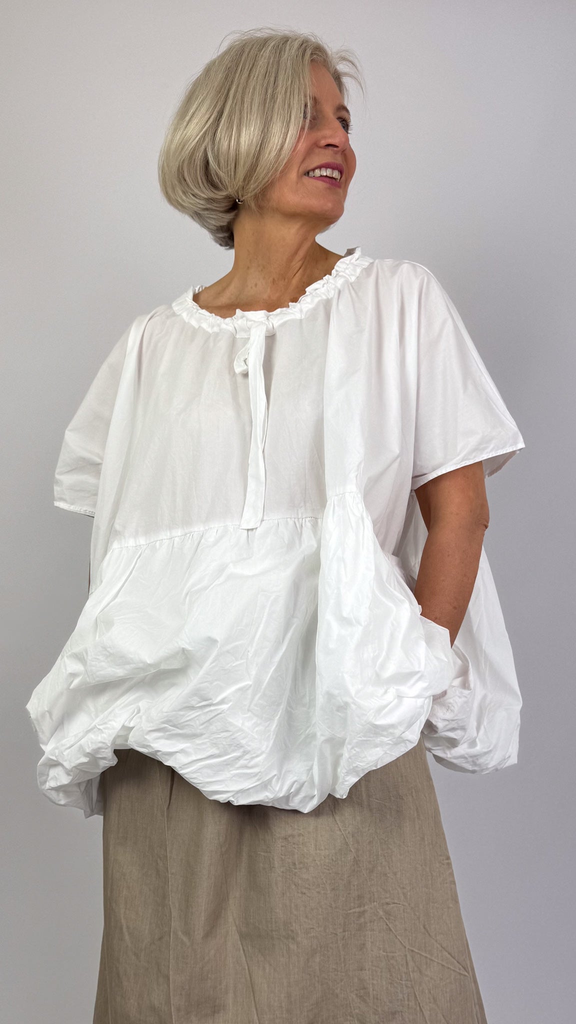 Barbara Lang TRAV V Blouse Ecru