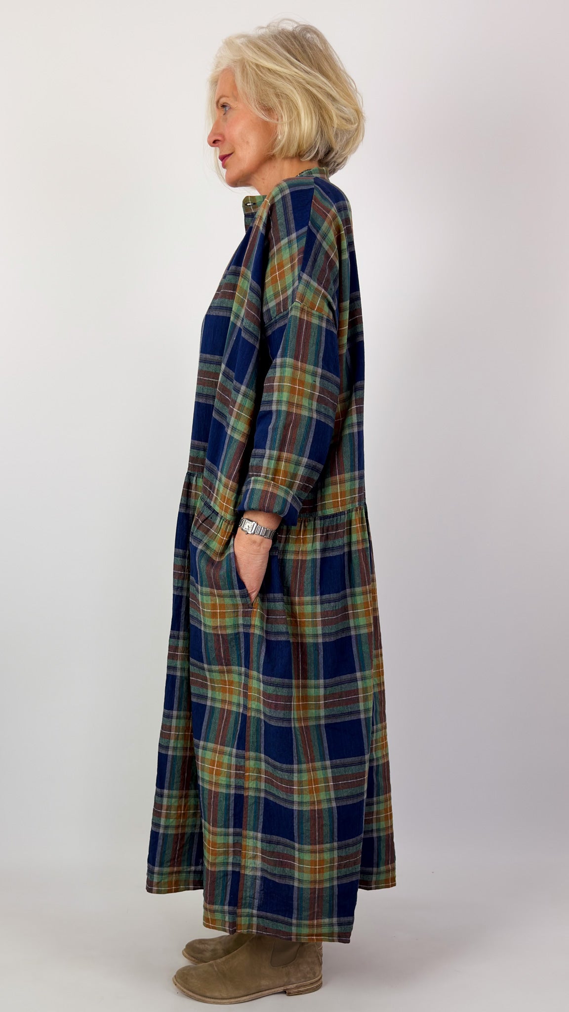 Ichi Antiquities 902 Tartan Dress Navy