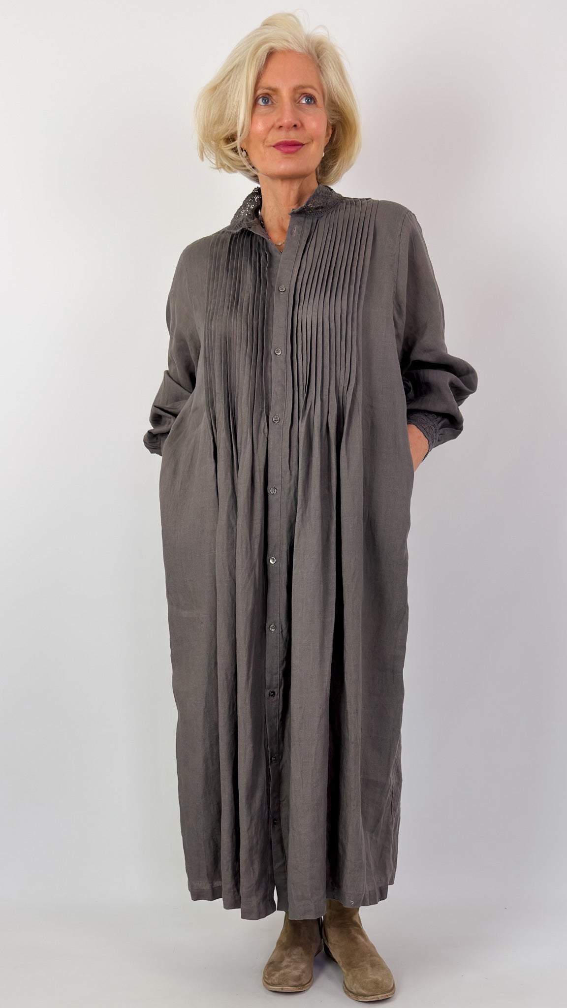 Ichi Antiquities 932 Linen Dress Charcoal