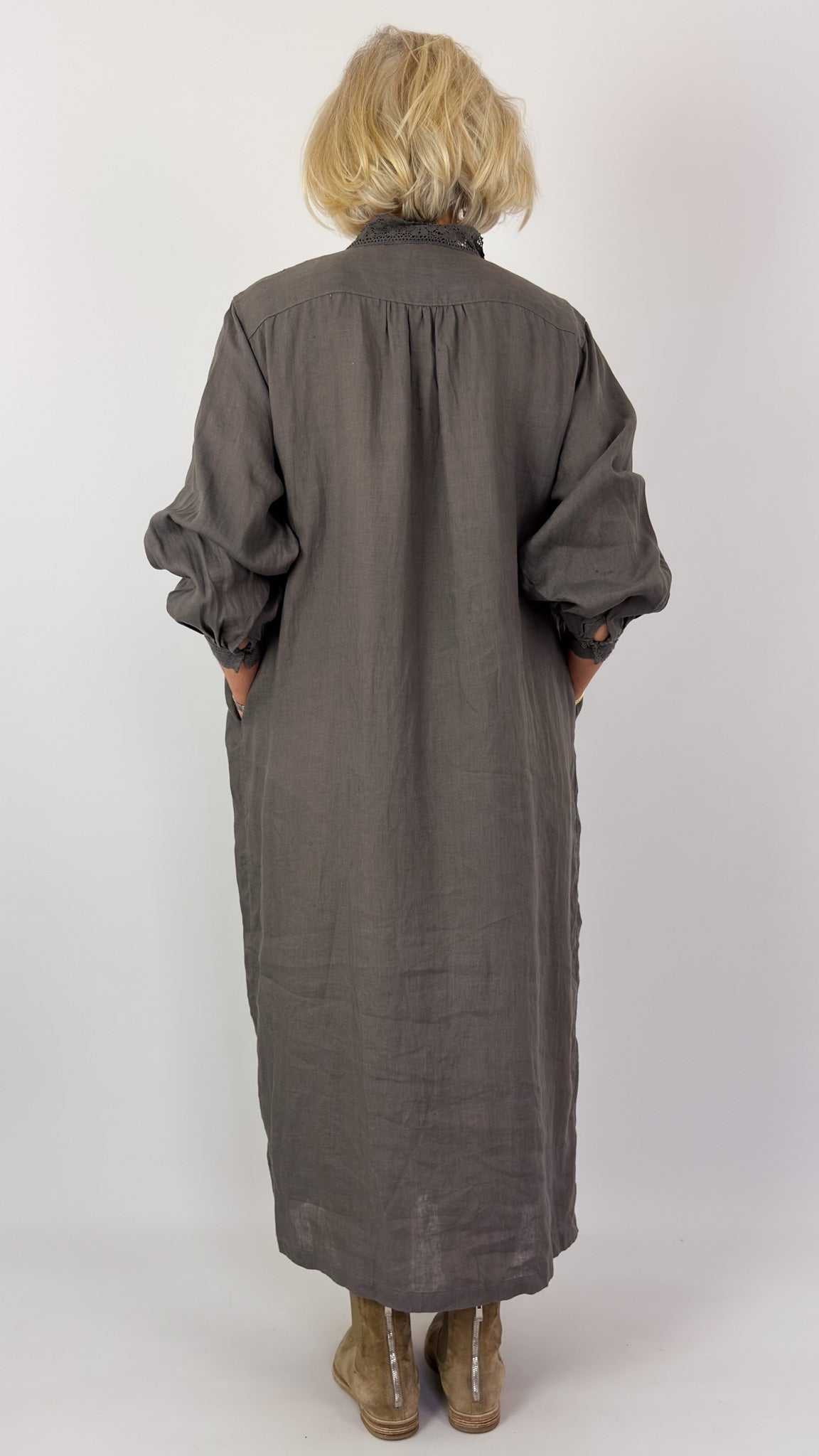 Ichi Antiquities 932 Linen Dress Charcoal