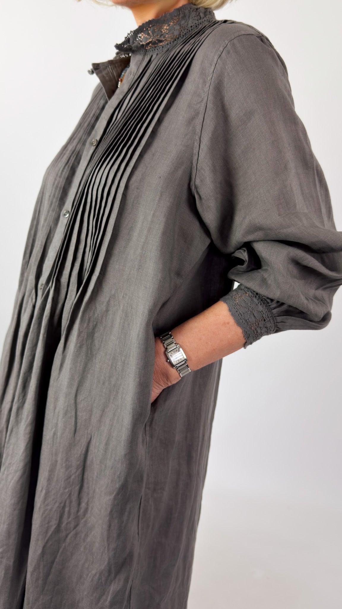 Ichi Antiquities 932 Linen Dress Charcoal
