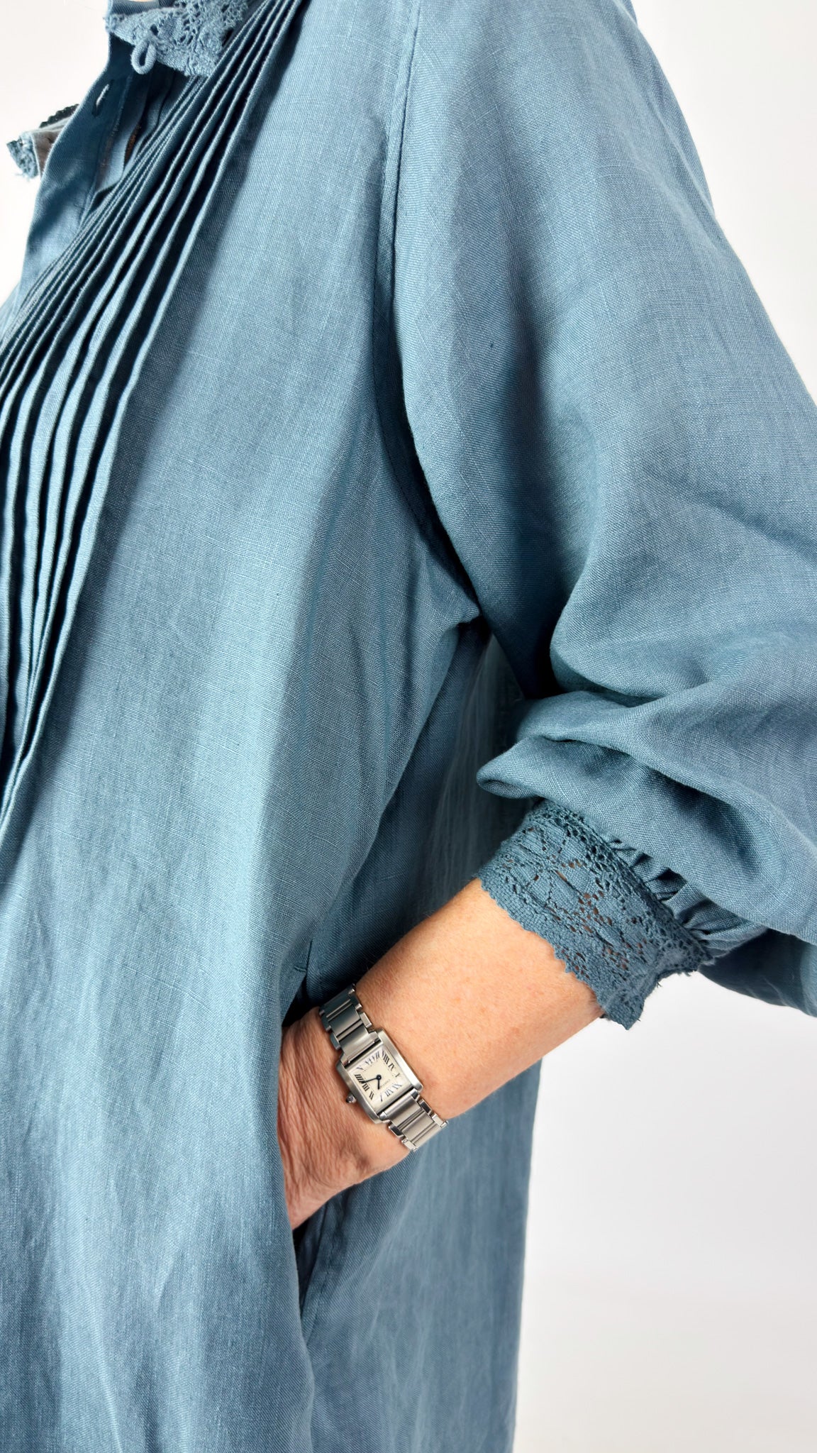 Ichi Antiquities 932 Linen Dress Earth Blue