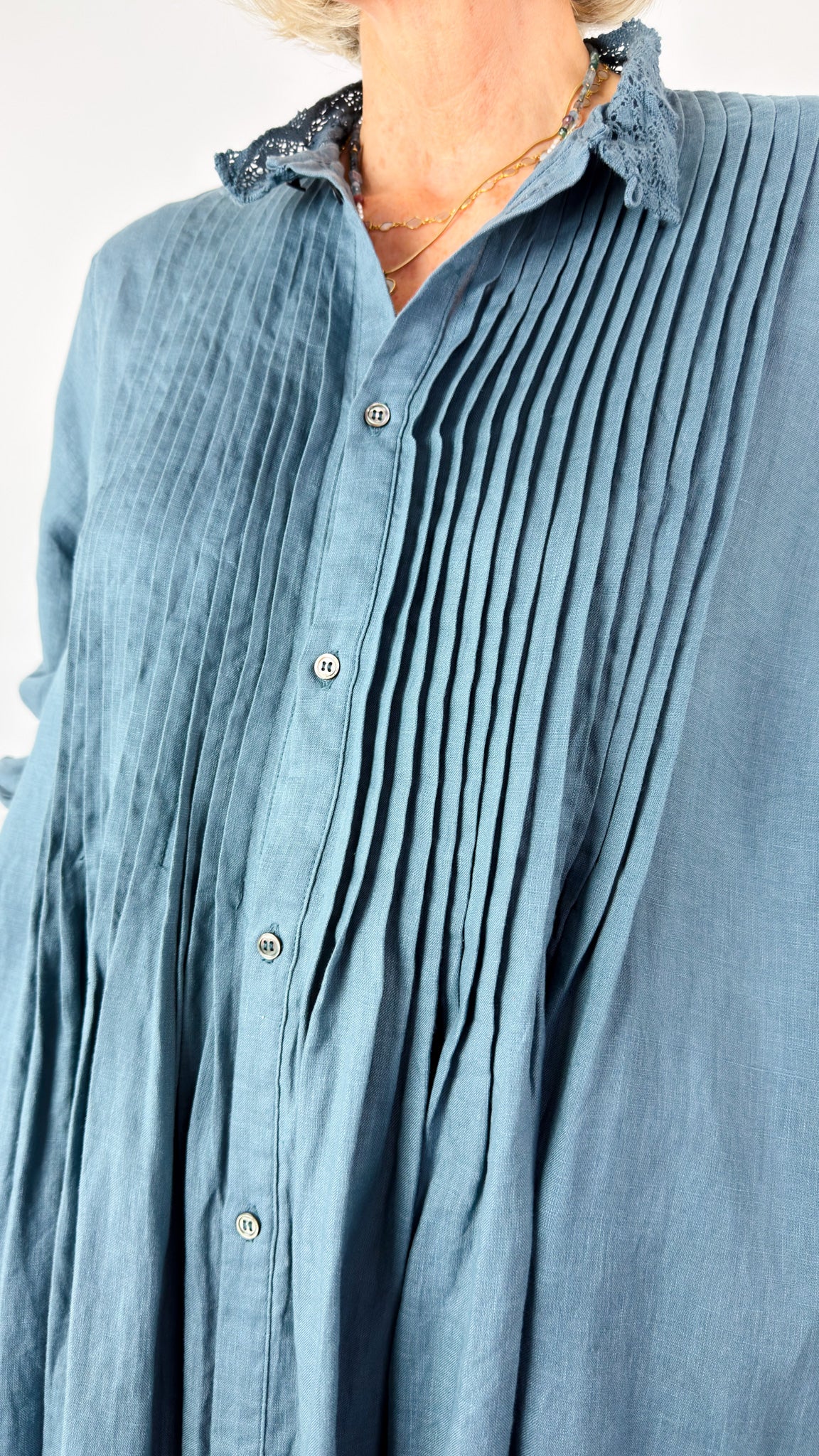 Ichi Antiquities 932 Linen Dress Earth Blue