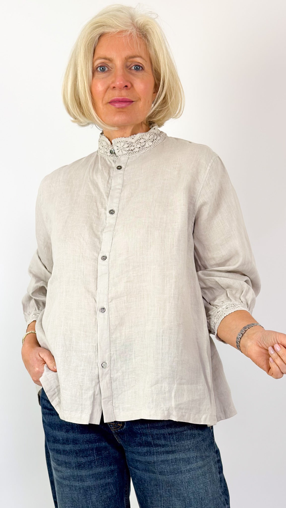 Ichi Antiquities 931 Linen Shirt Greige