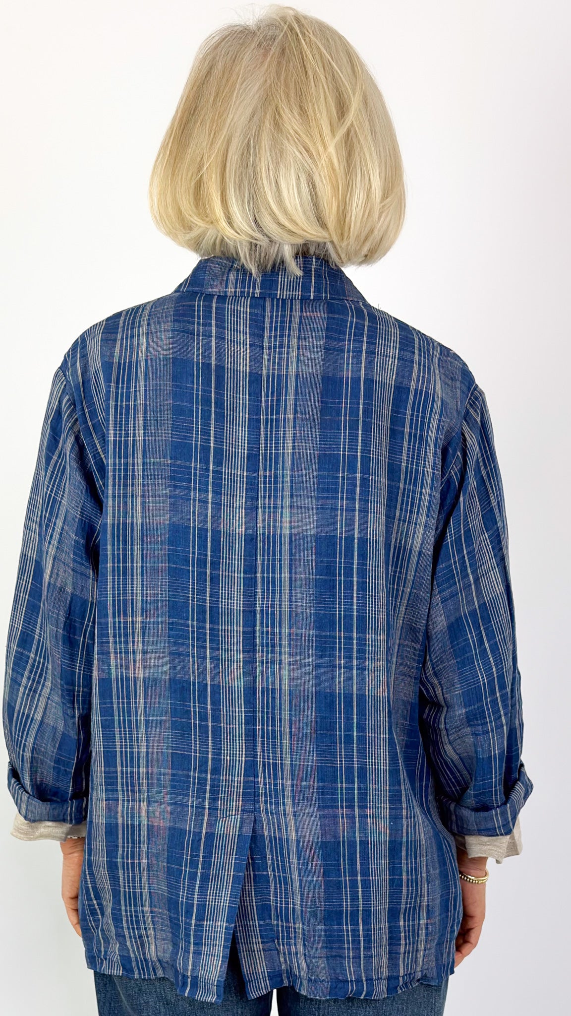 Ichi 923 Check Jacket Navy Indigo