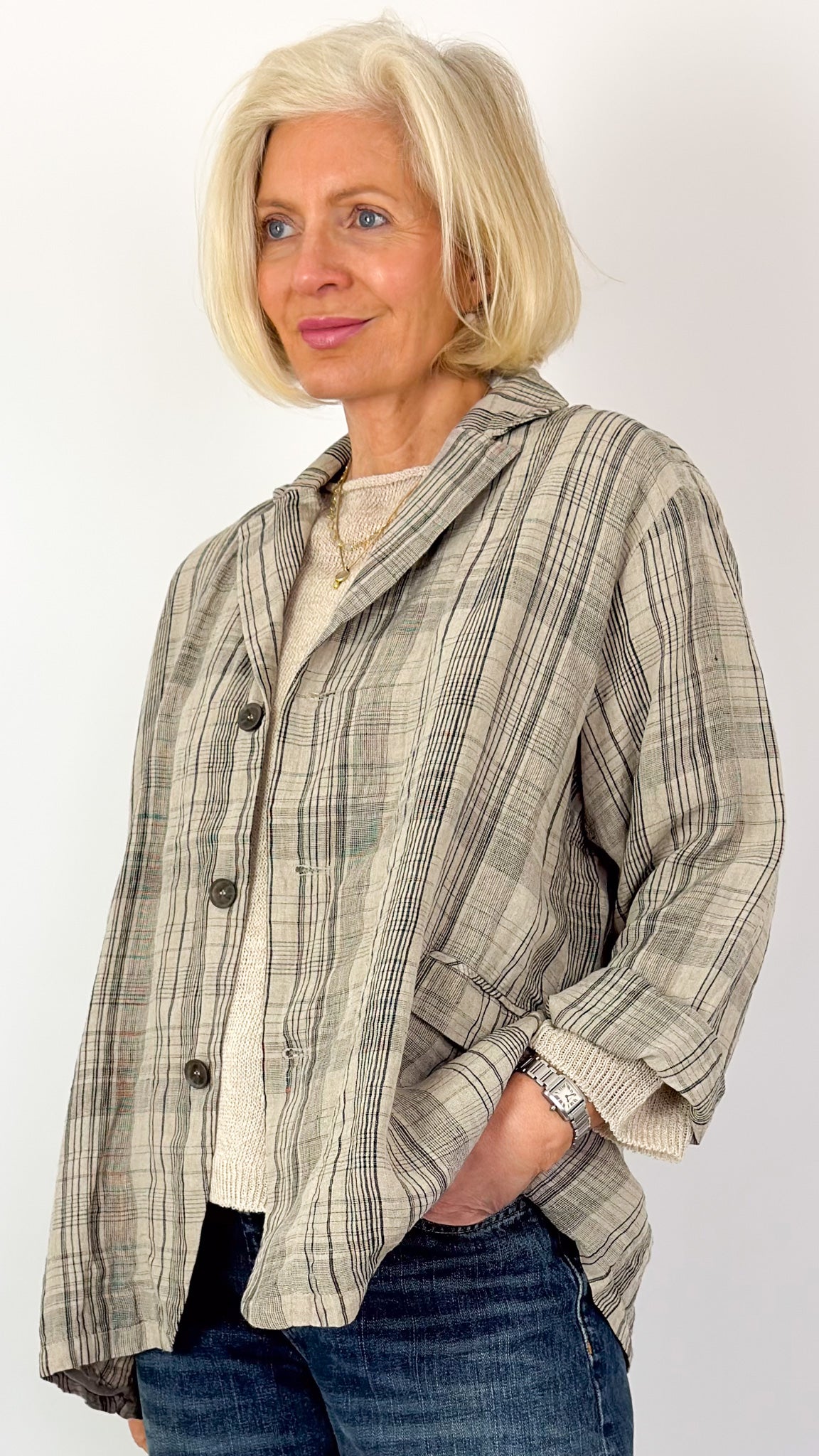 Ichi 923 Check Jacket Natural