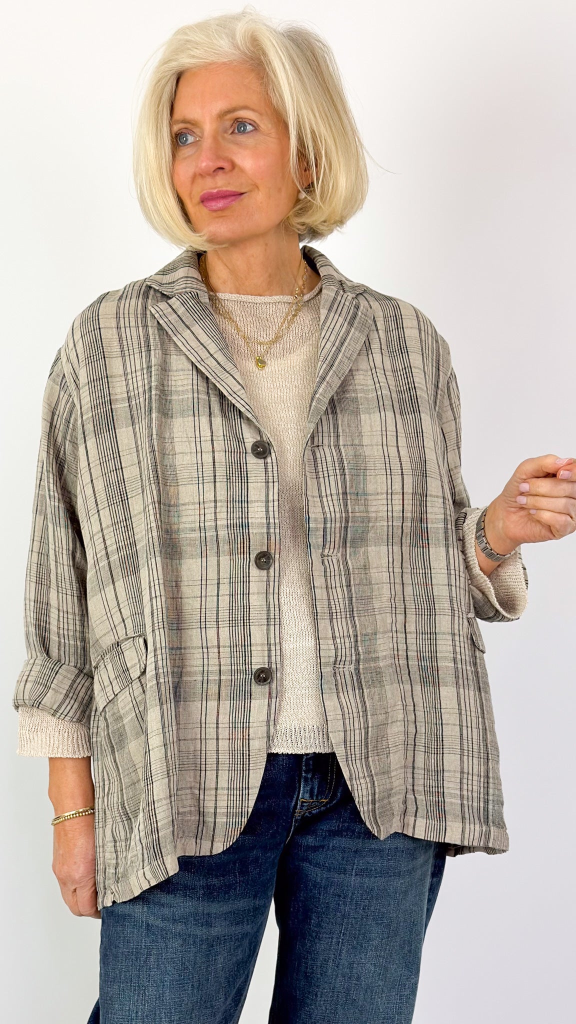 Ichi 923 Check Jacket Natural