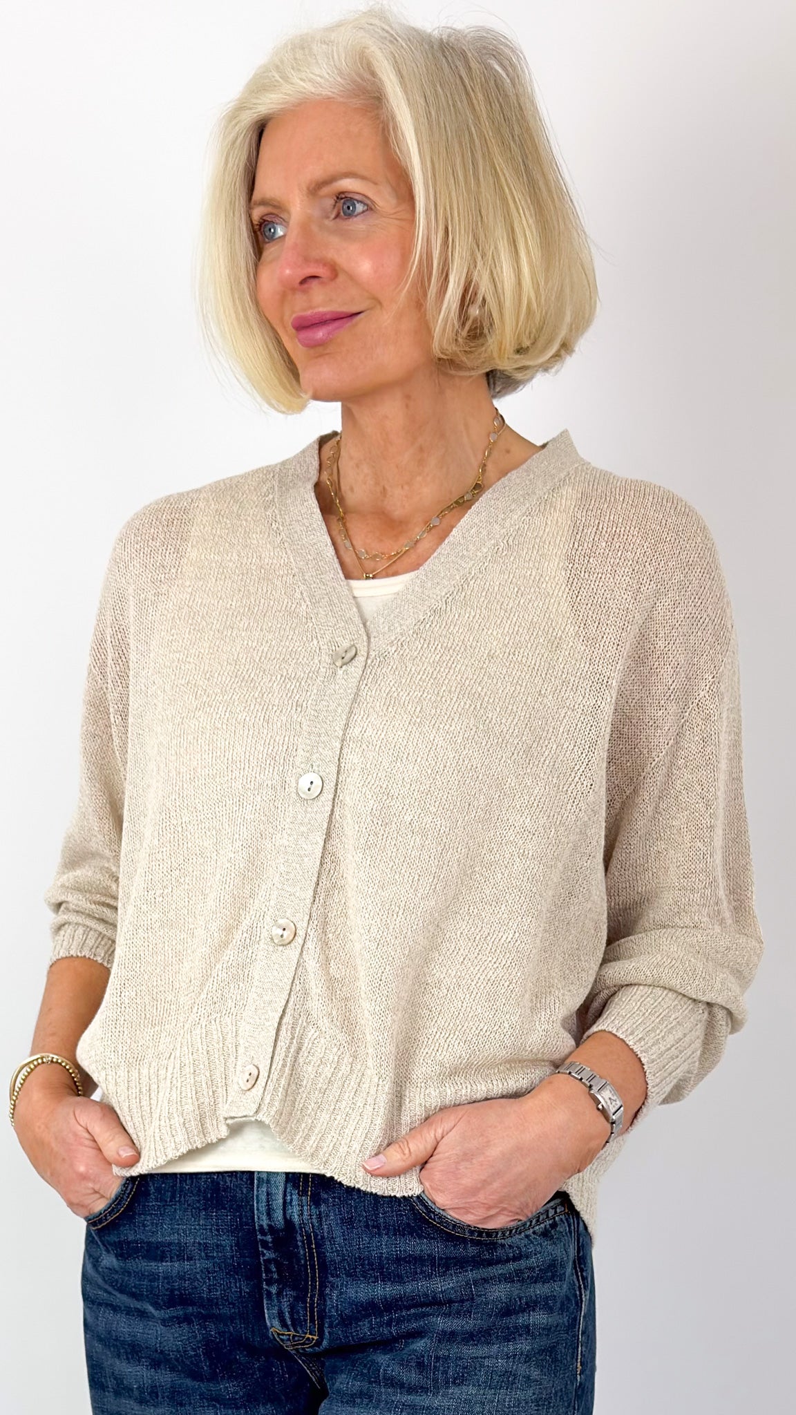 Ichi Antiquities 961 Cardigan Natural