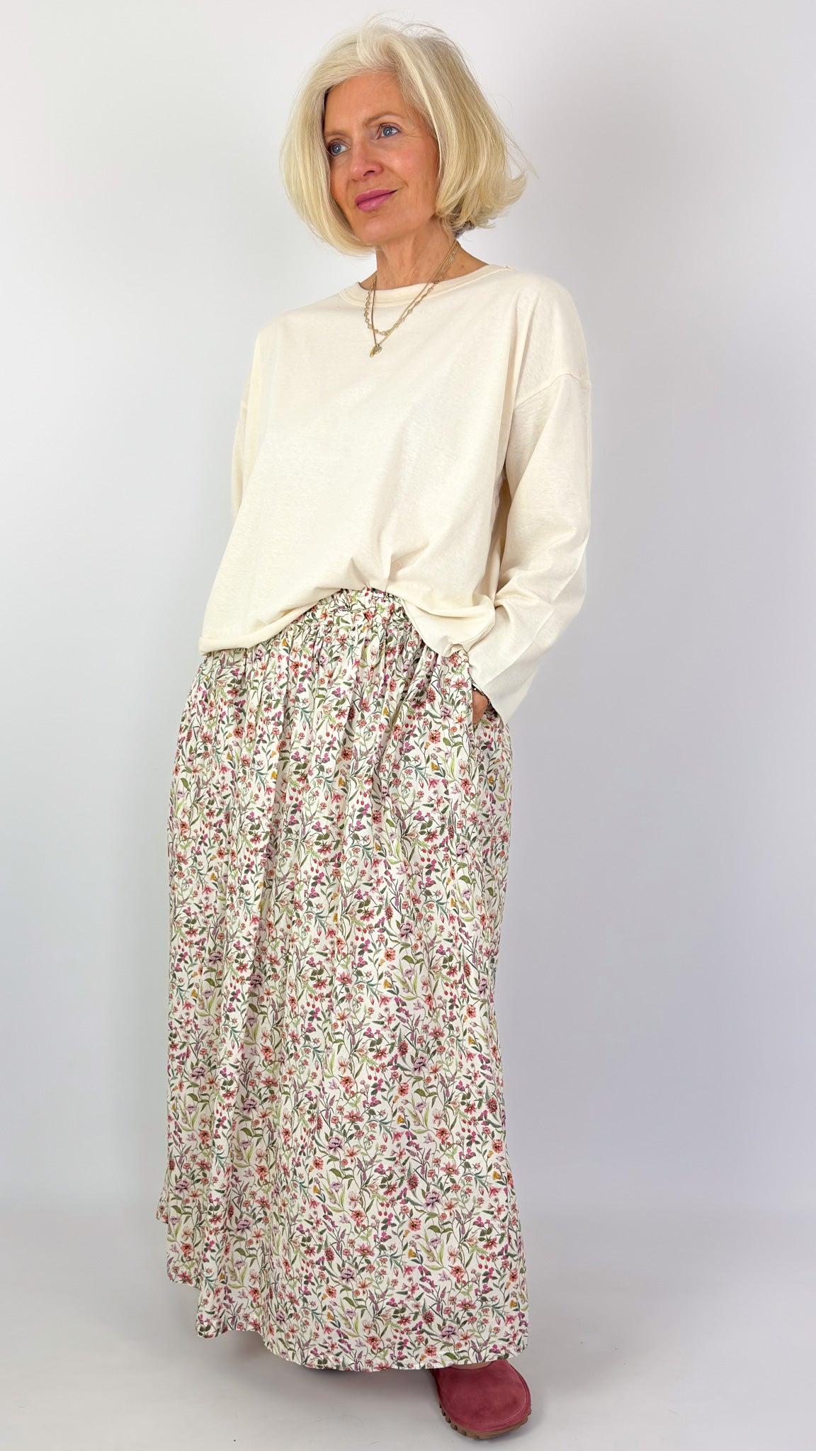 Ichi Antiquities 928 Liberty Print Skirt Flower