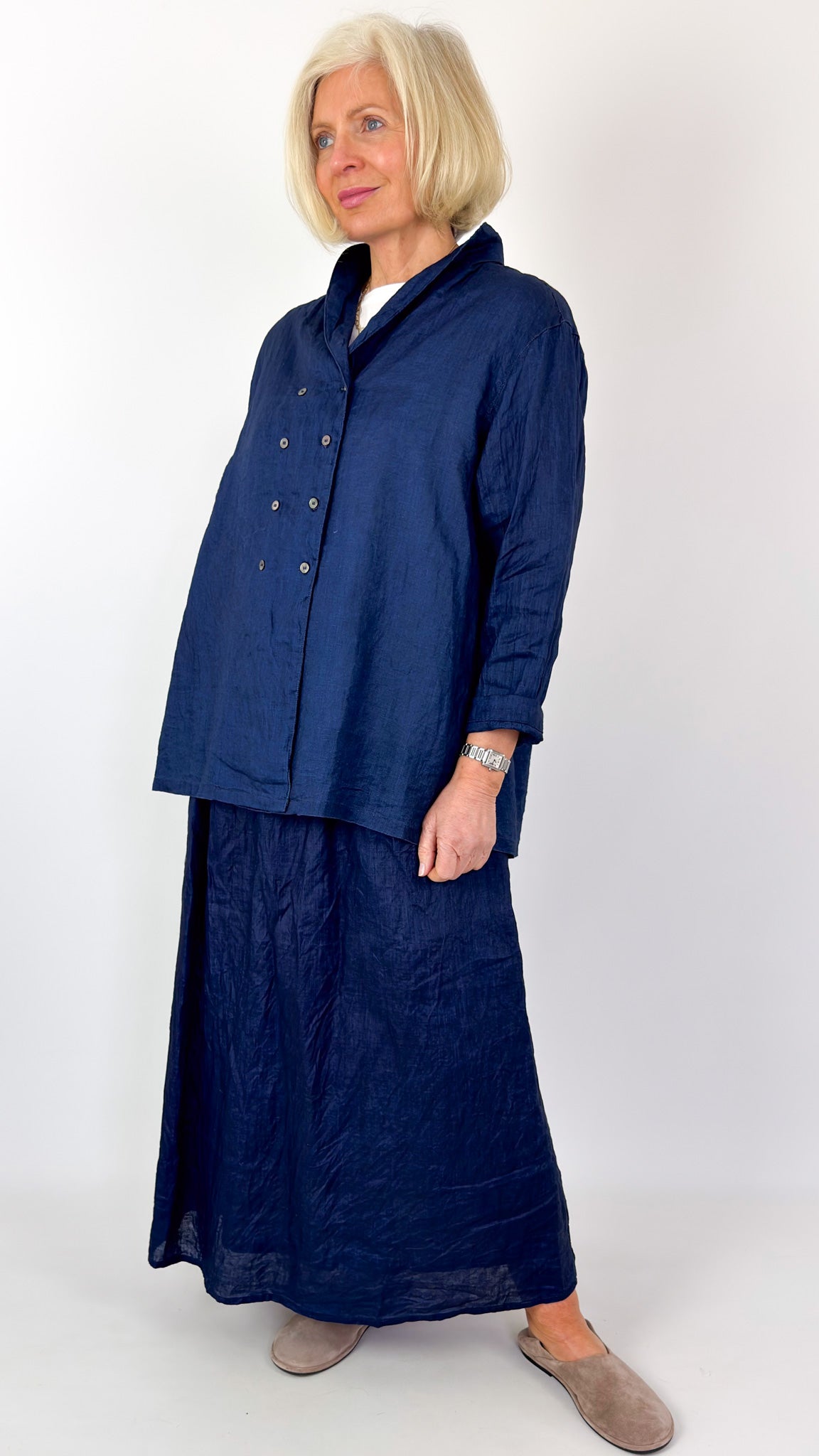 Ichi Antiquities 920 Linen Shirt Dark Indigo