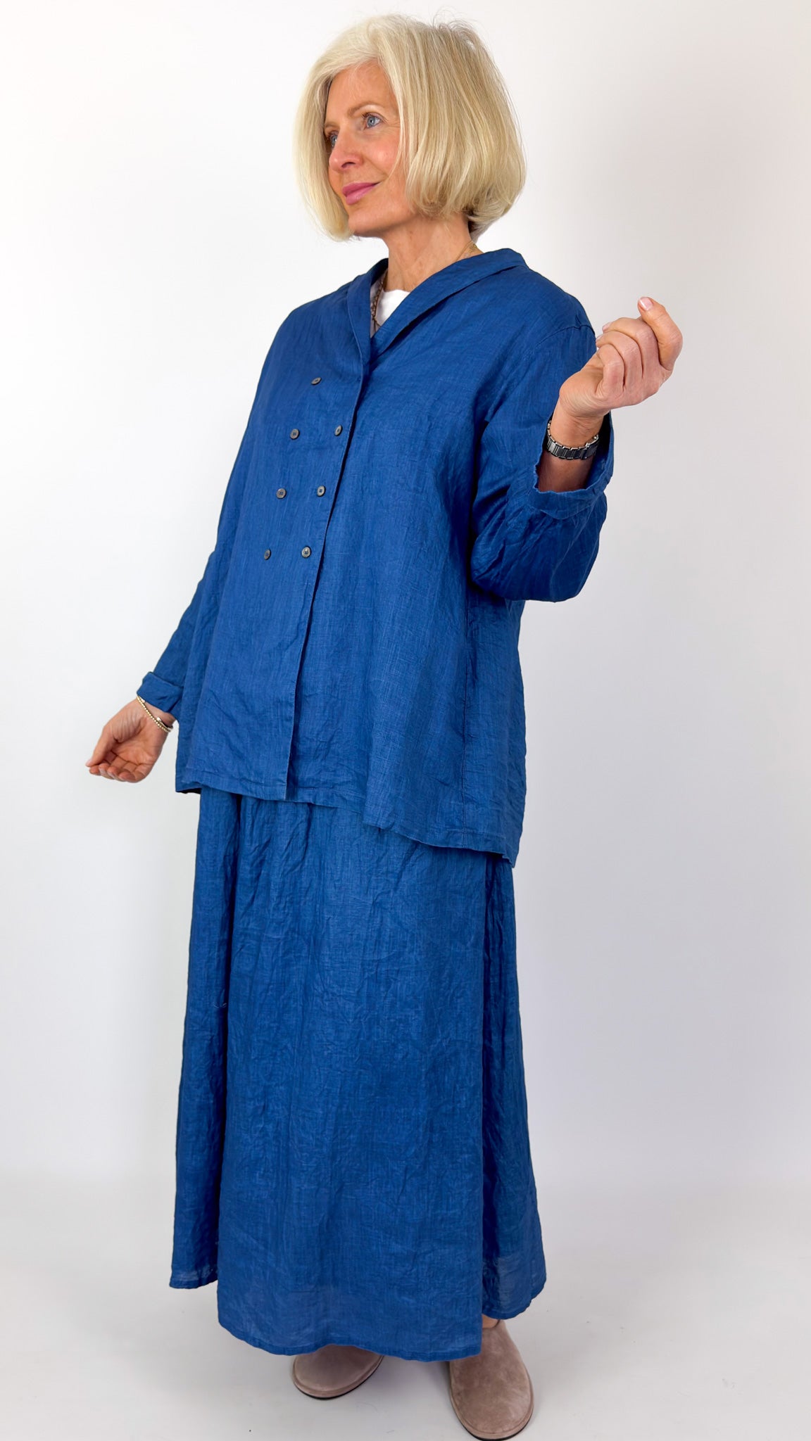 Ichi Antiquities 922 Linen Skirt Light Indigo