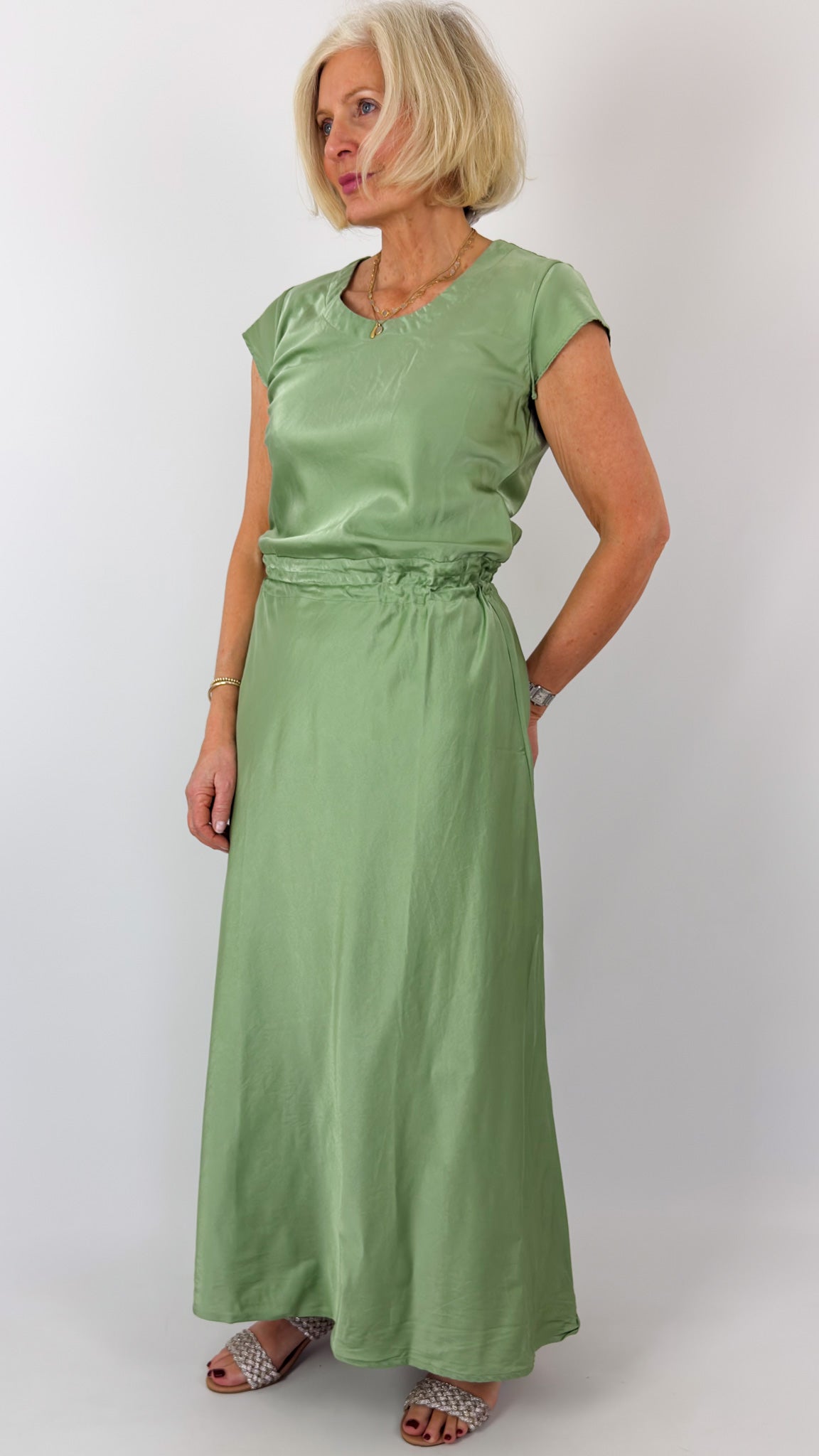 Sula Bias Cut Dress Aspen Green