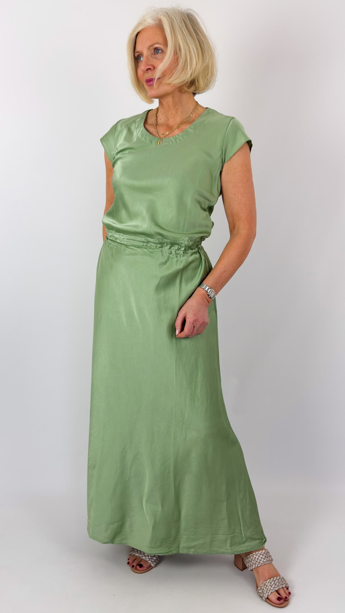Sula Bias Cut Dress Aspen Green