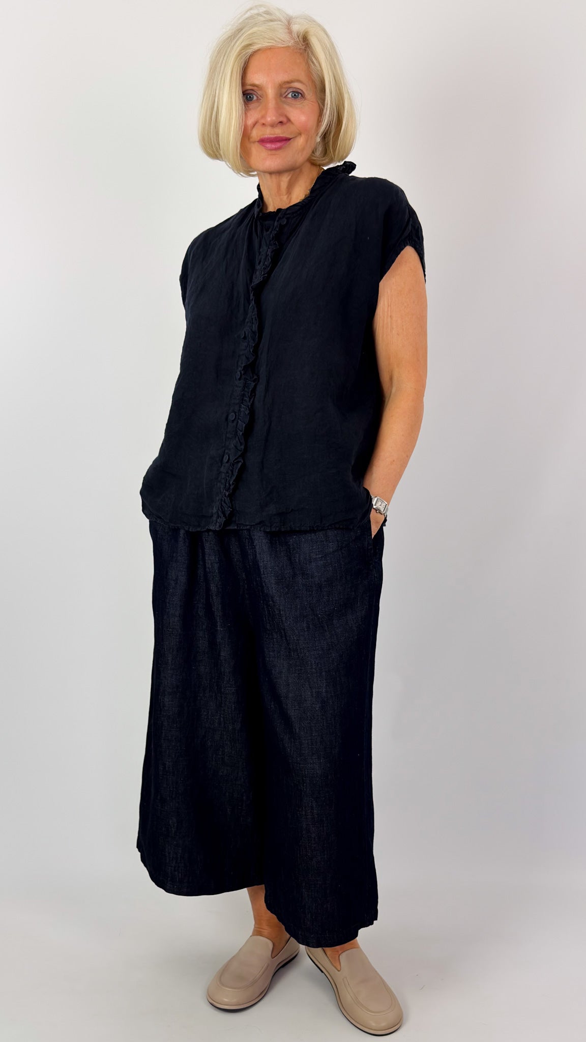 Maison de Soil 001D Frill Shirt Marine