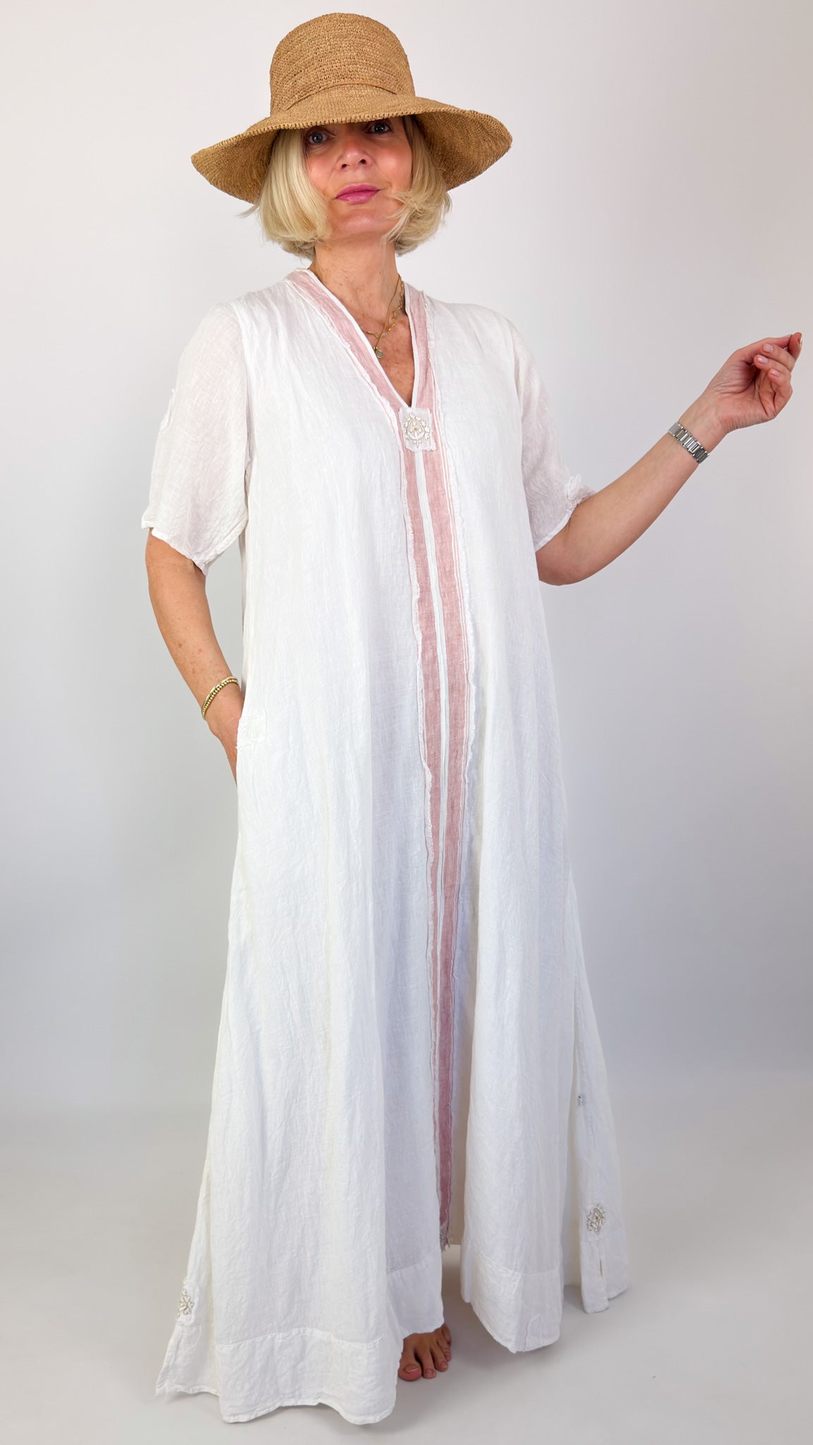 Agencies TurQuoise Dori Kori Dress White
